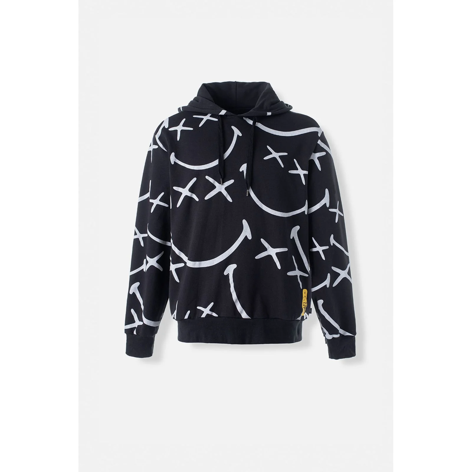 Black and white Smiley Sweatshirt with a Gender Neutral Hood