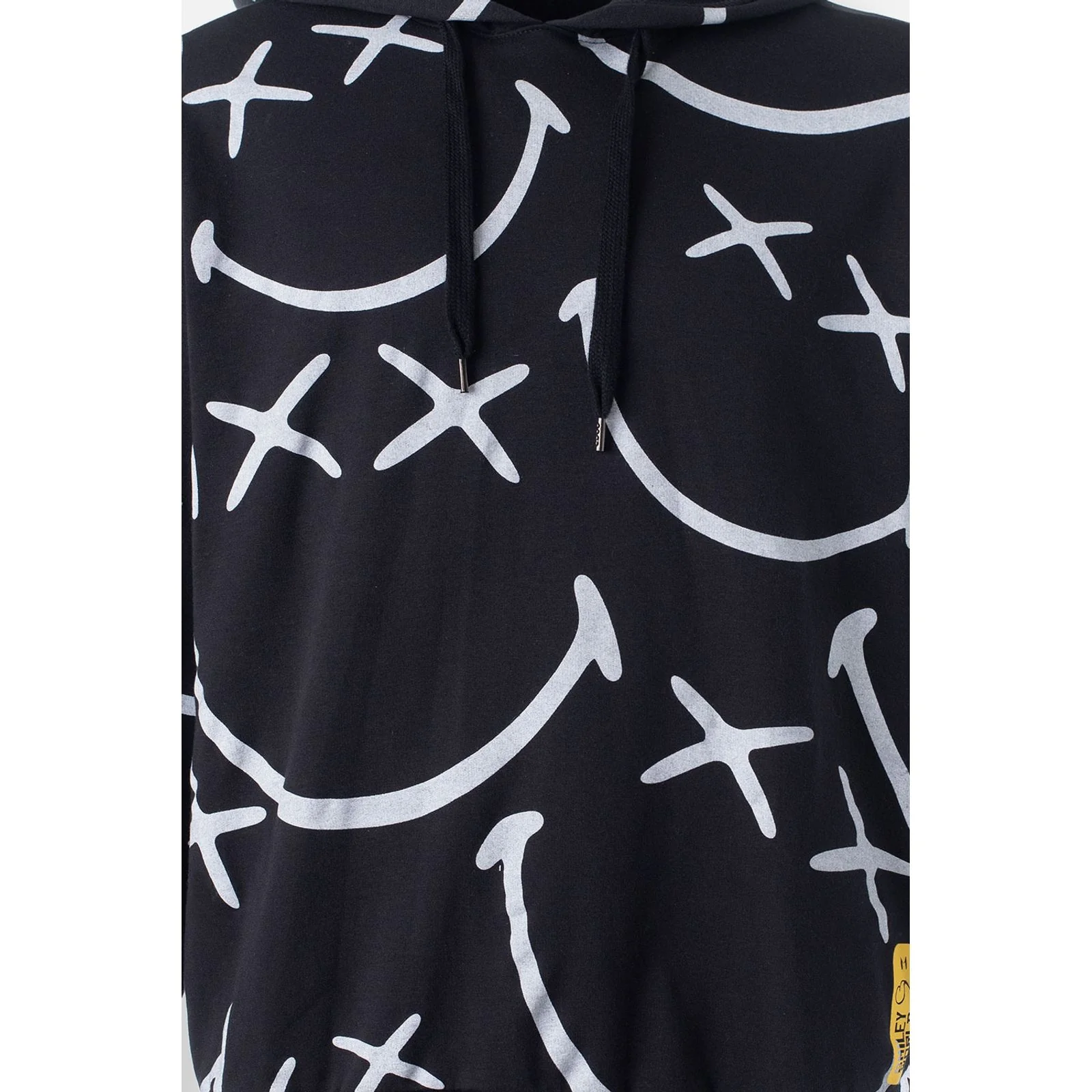 Black and white Smiley Sweatshirt with a Gender Neutral Hood - Image 3