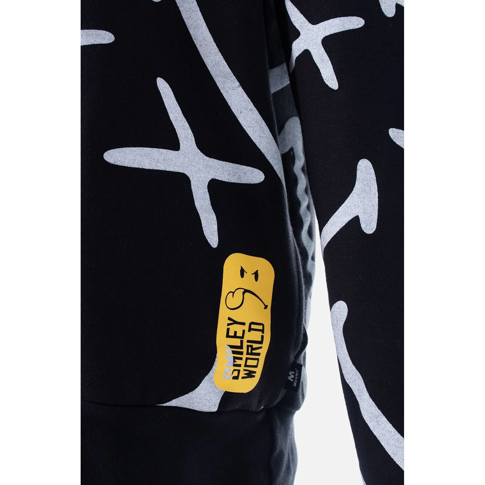 Black and white Smiley Sweatshirt with a Gender Neutral Hood - Image 4