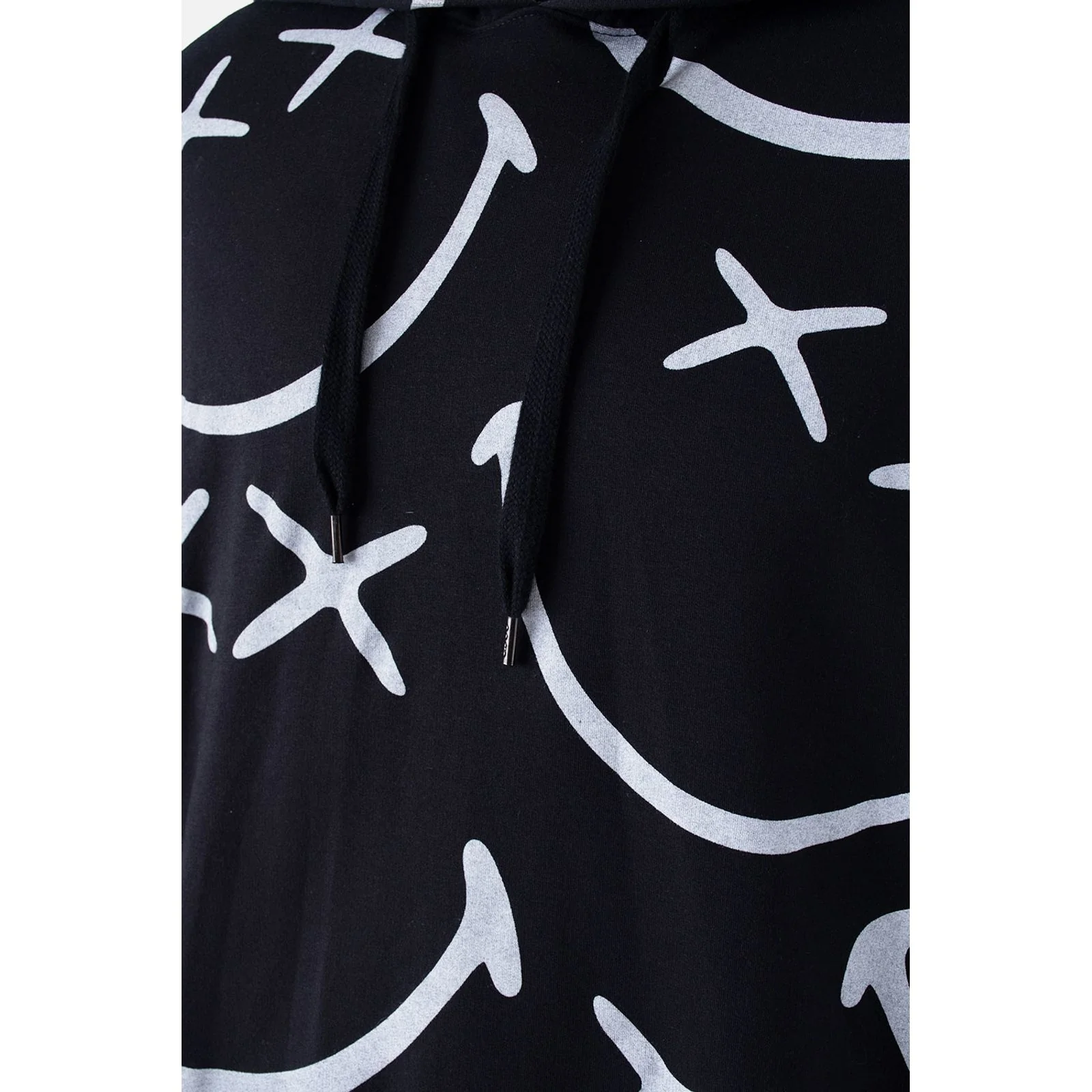 Black and white Smiley Sweatshirt with a Gender Neutral Hood - Image 5