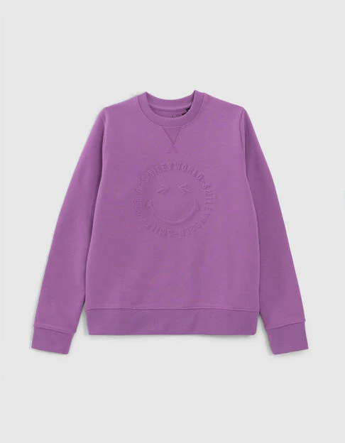 Boys’ Purple Sweatshirt with Embossed SmileyWorld Image - Image 2