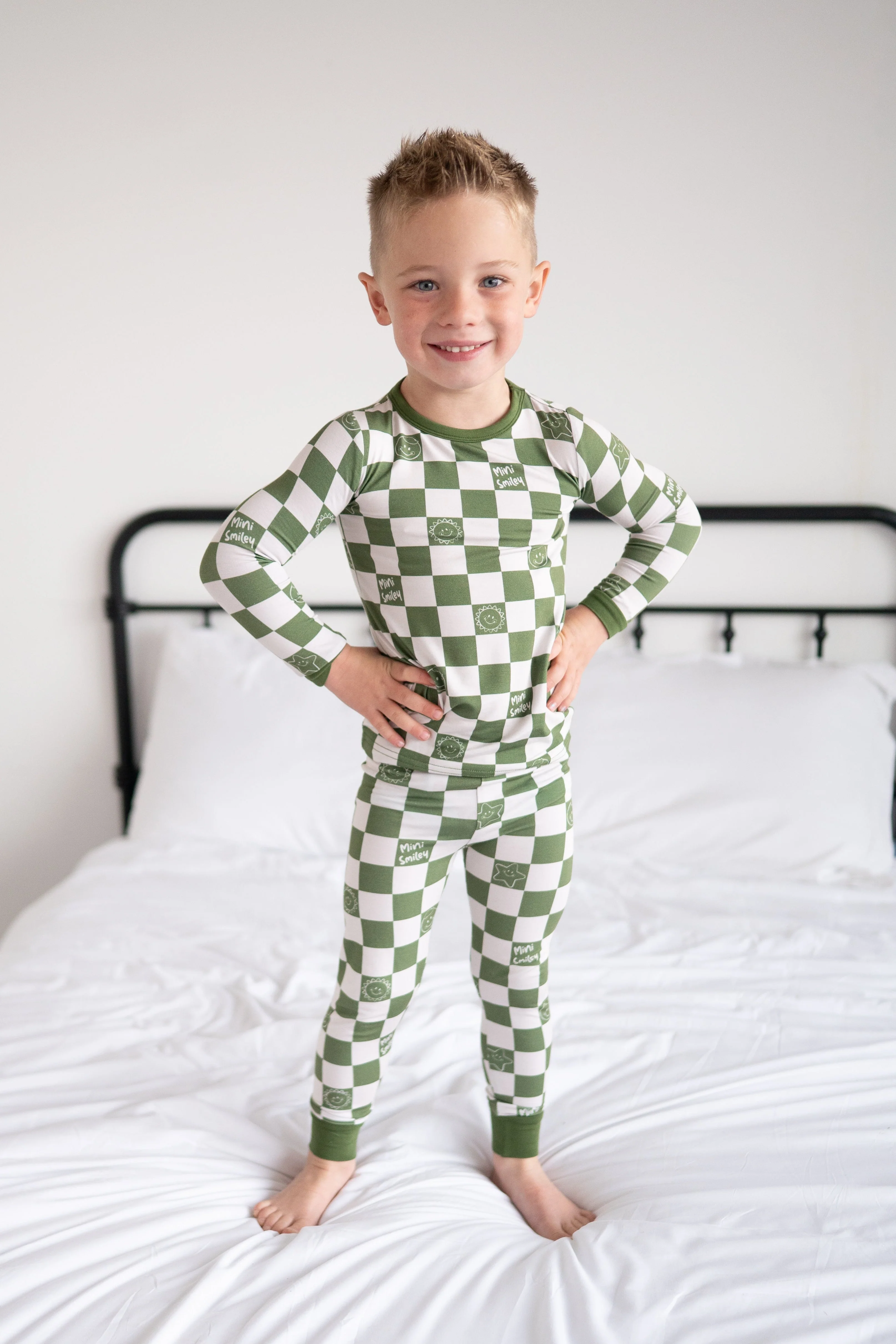 Classic Fit PJ Set - Mini Smiley® Check - Luxe Bamboo - Image 3