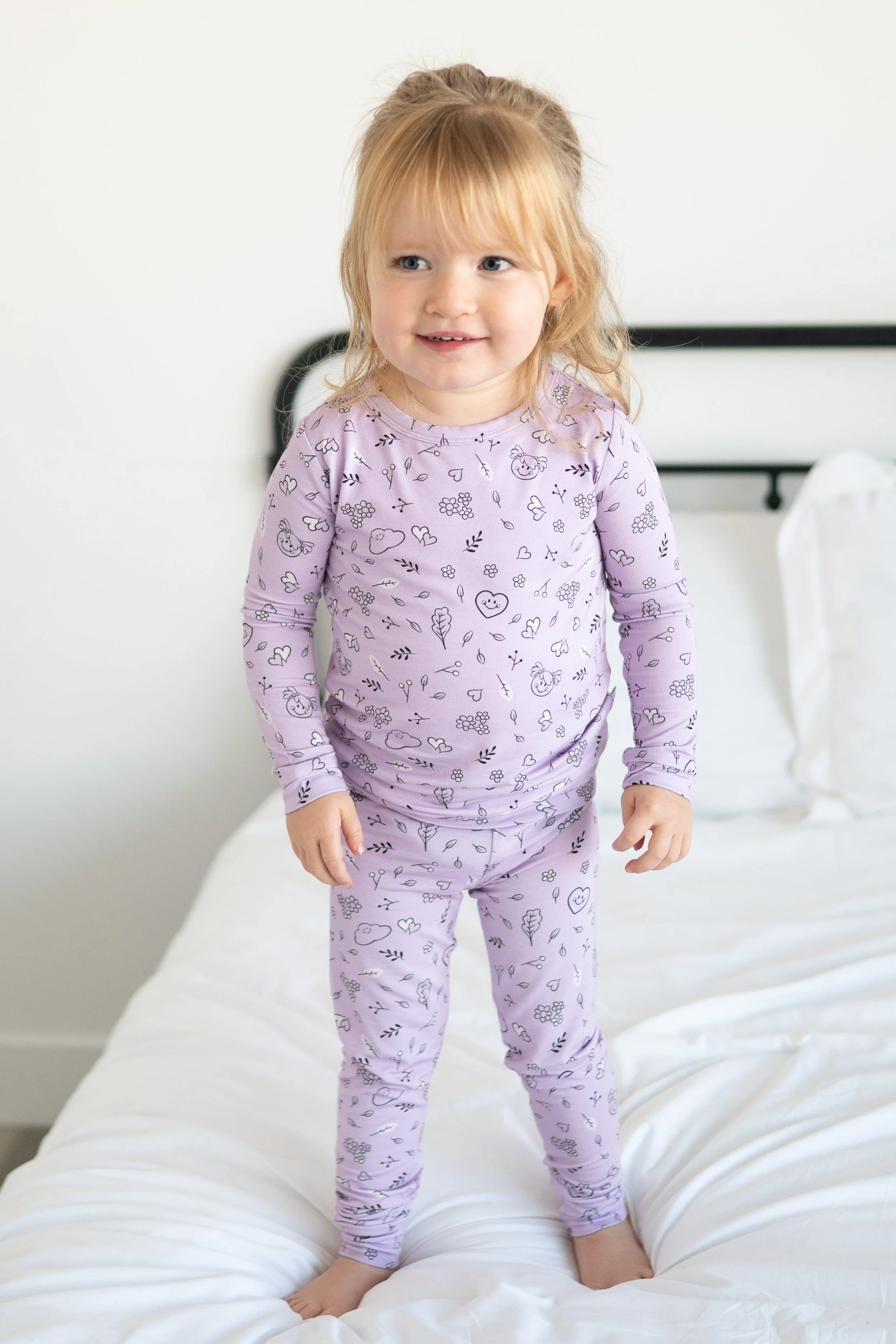 Classic Fit PJ Set - Mini Smiley® Lilac Doodle - Luxe Bamboo - Image 4
