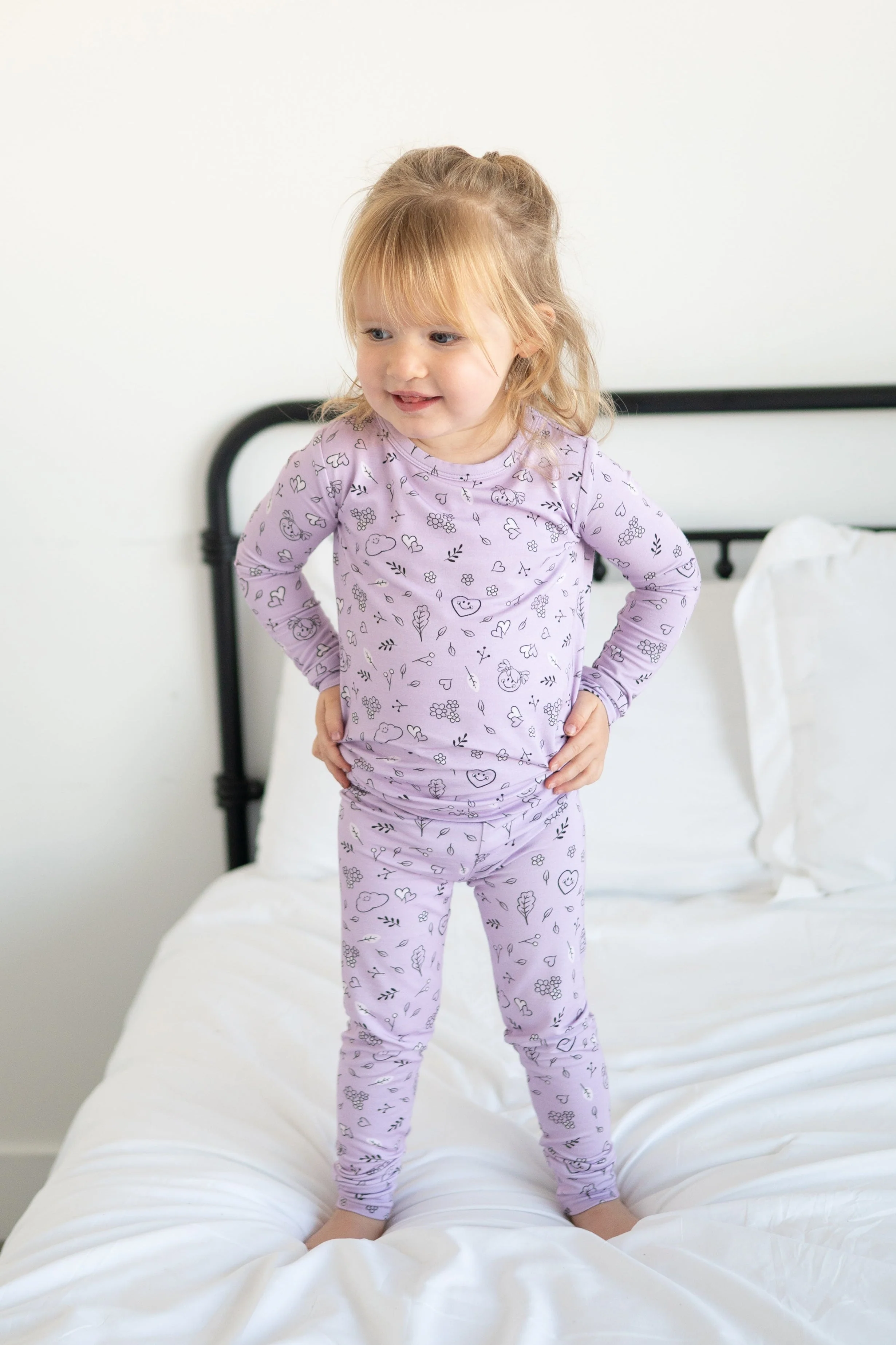 Classic Fit PJ Set - Mini Smiley® Lilac Doodle - Luxe Bamboo - Image 7