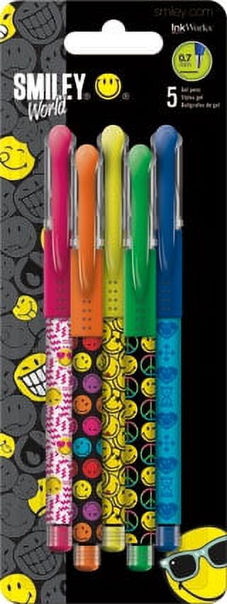 Colored Gel Pens - SmileyWorld - 5pk New Toys Gifts Stationery iw1754 - Image 2