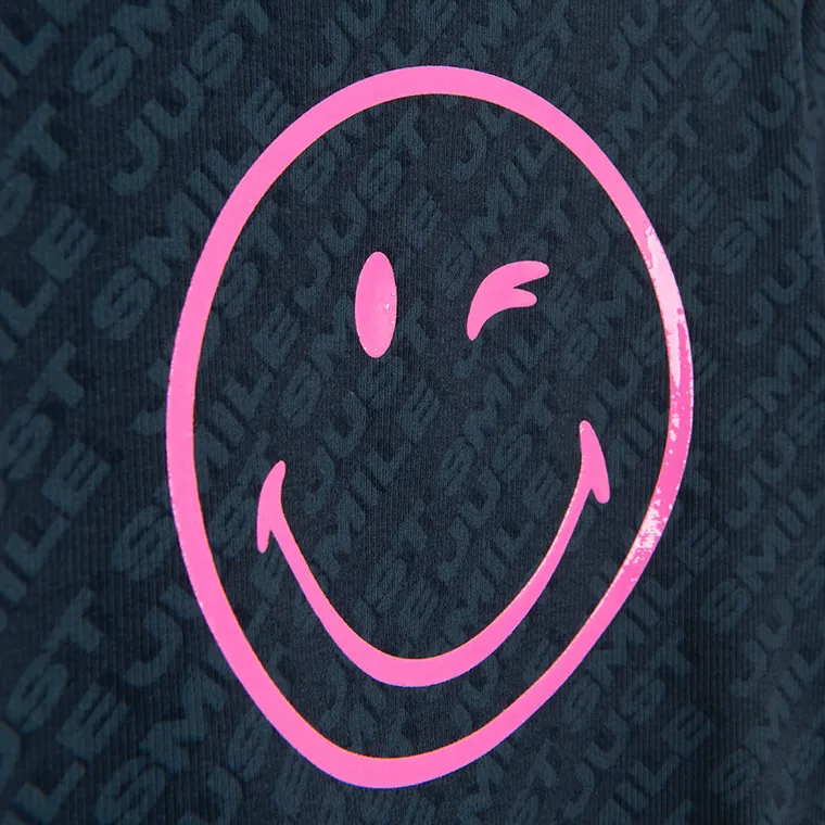 Cool Club, Girls' Set, T-shirt, Leggings, Cycling Pants, Ribbed, Black, SmileyWorld - Image 3
