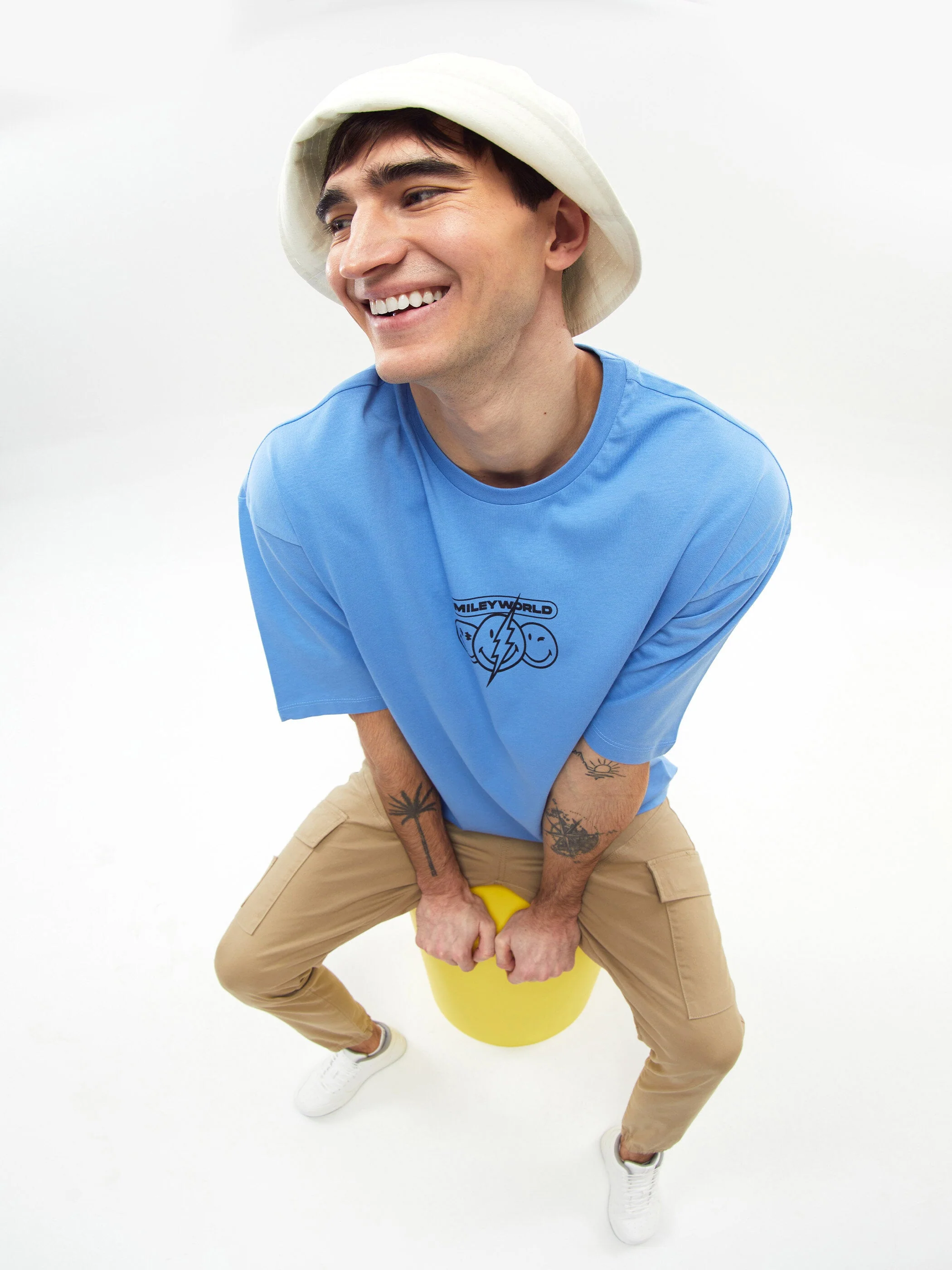 Crew Neck Short Sleeve Printed Combed Cotton Men's T-Shirt - SmileyWorld® - Image 3