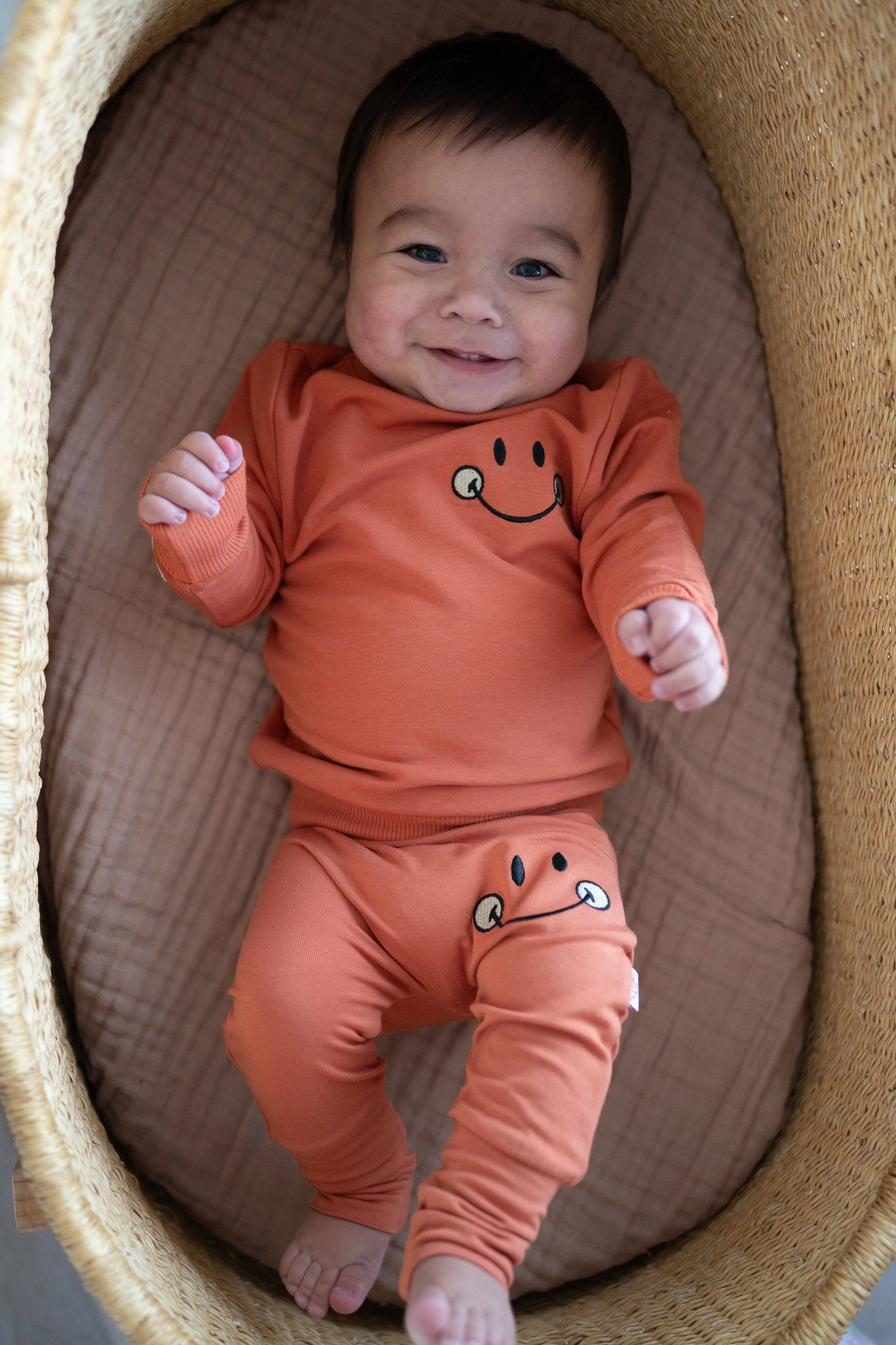 Crewneck - Mini Smiley® Happy Rust - Luxe Bamboo Cotton French Terry - Image 10