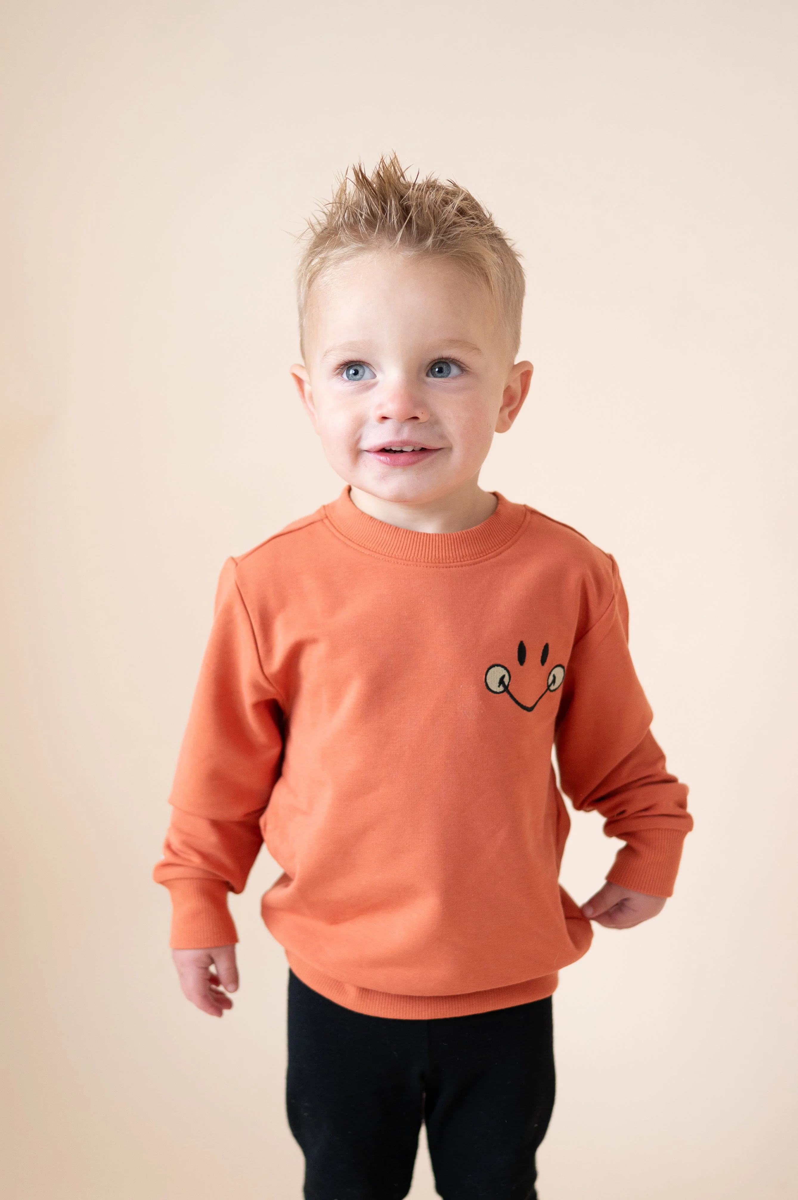 Crewneck - Mini Smiley® Happy Rust - Luxe Bamboo Cotton French Terry - Image 3
