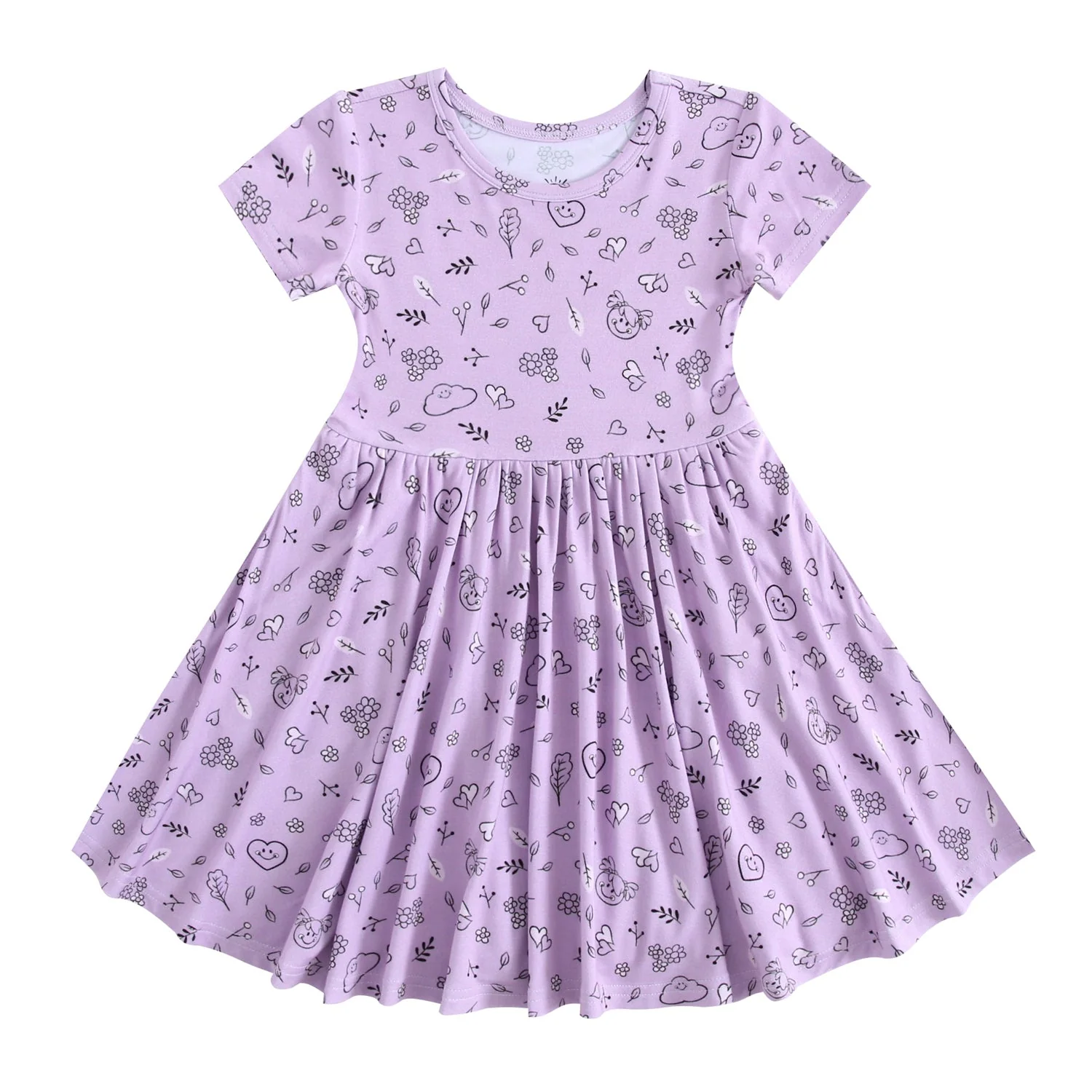 Dress - Mini Smiley® Lilac Doodle - Luxe Bamboo - Image 10