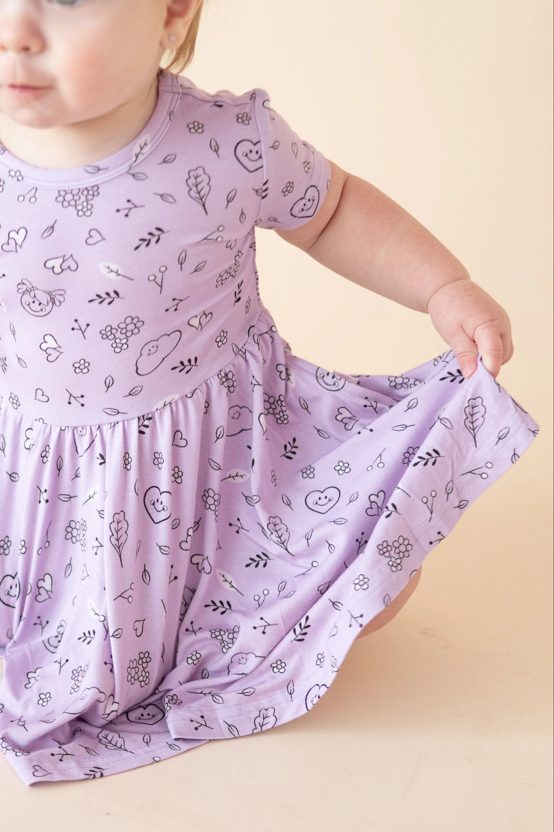 Dress - Mini Smiley® Lilac Doodle - Luxe Bamboo - Image 3