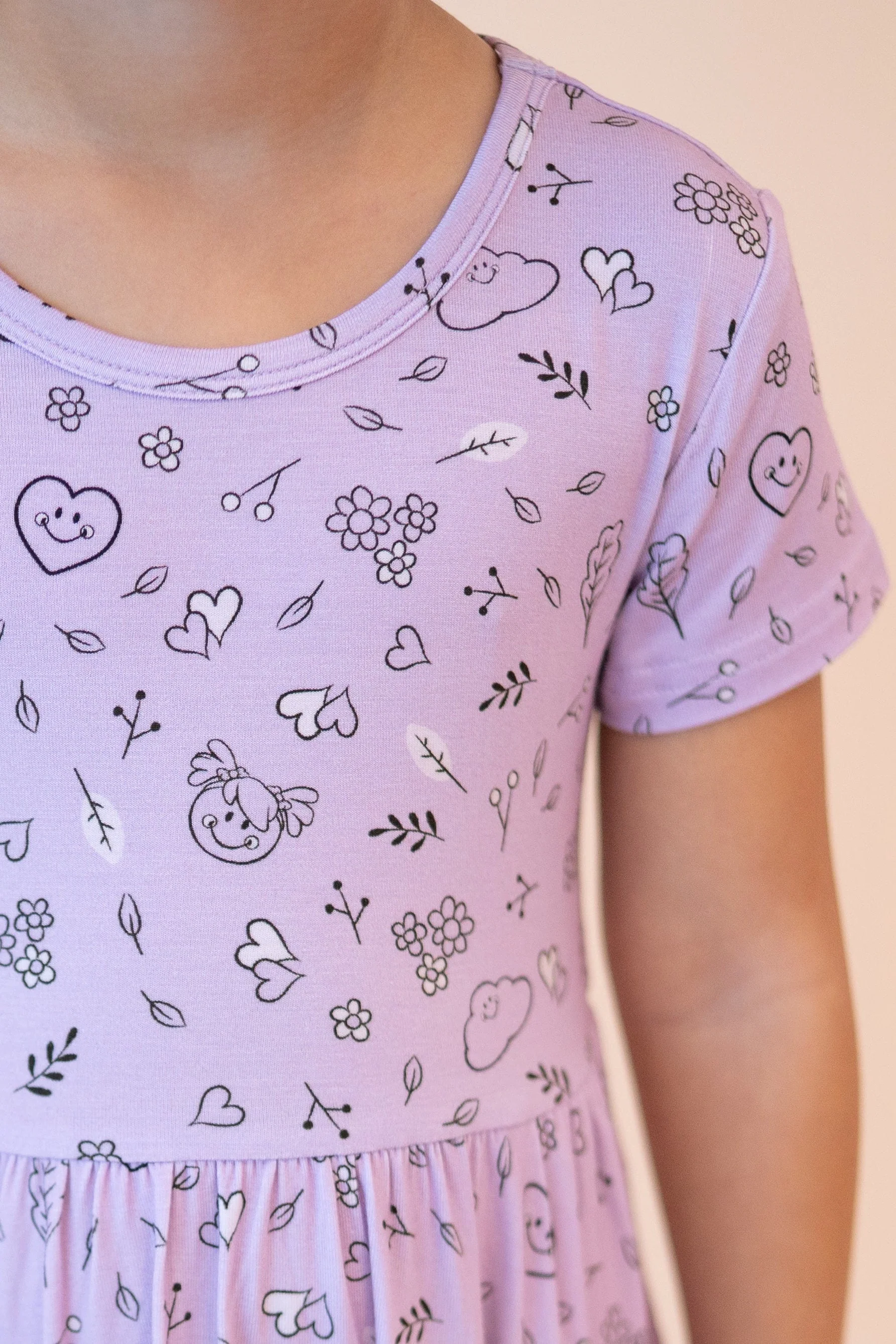 Dress - Mini Smiley® Lilac Doodle - Luxe Bamboo - Image 4