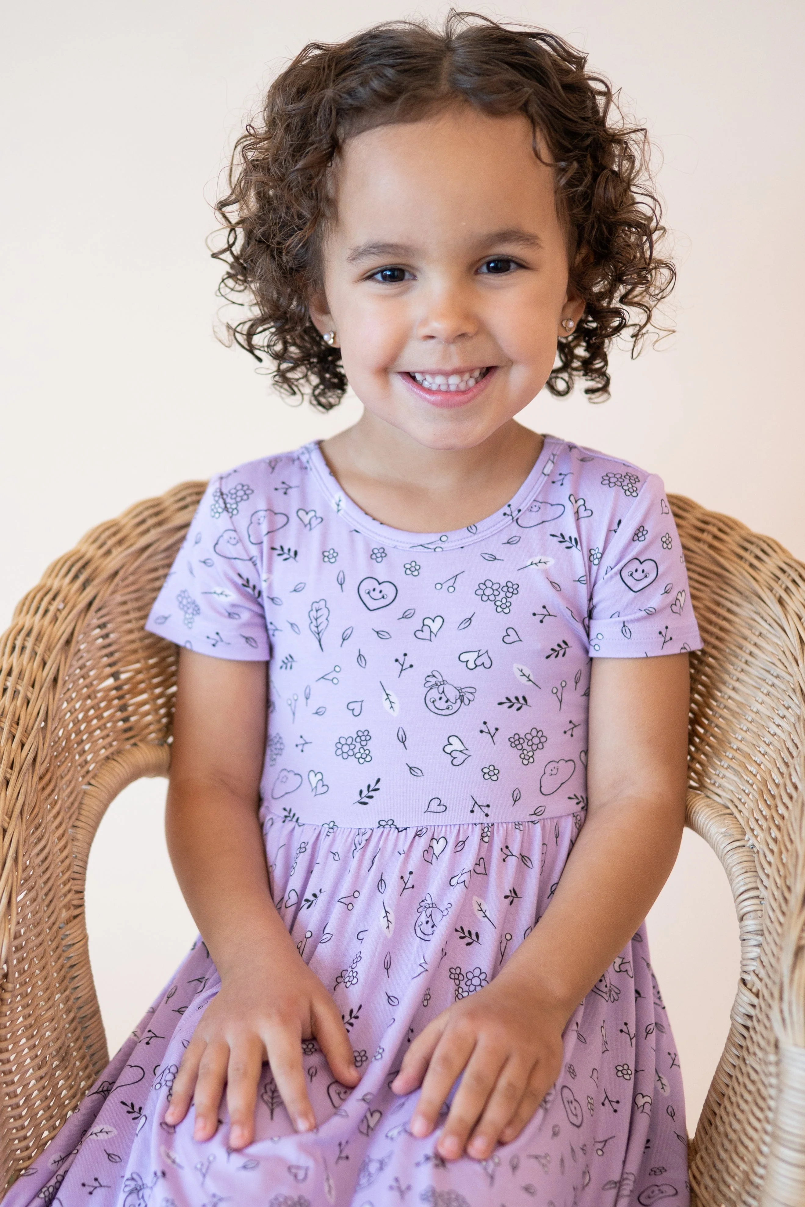 Dress - Mini Smiley® Lilac Doodle - Luxe Bamboo - Image 6