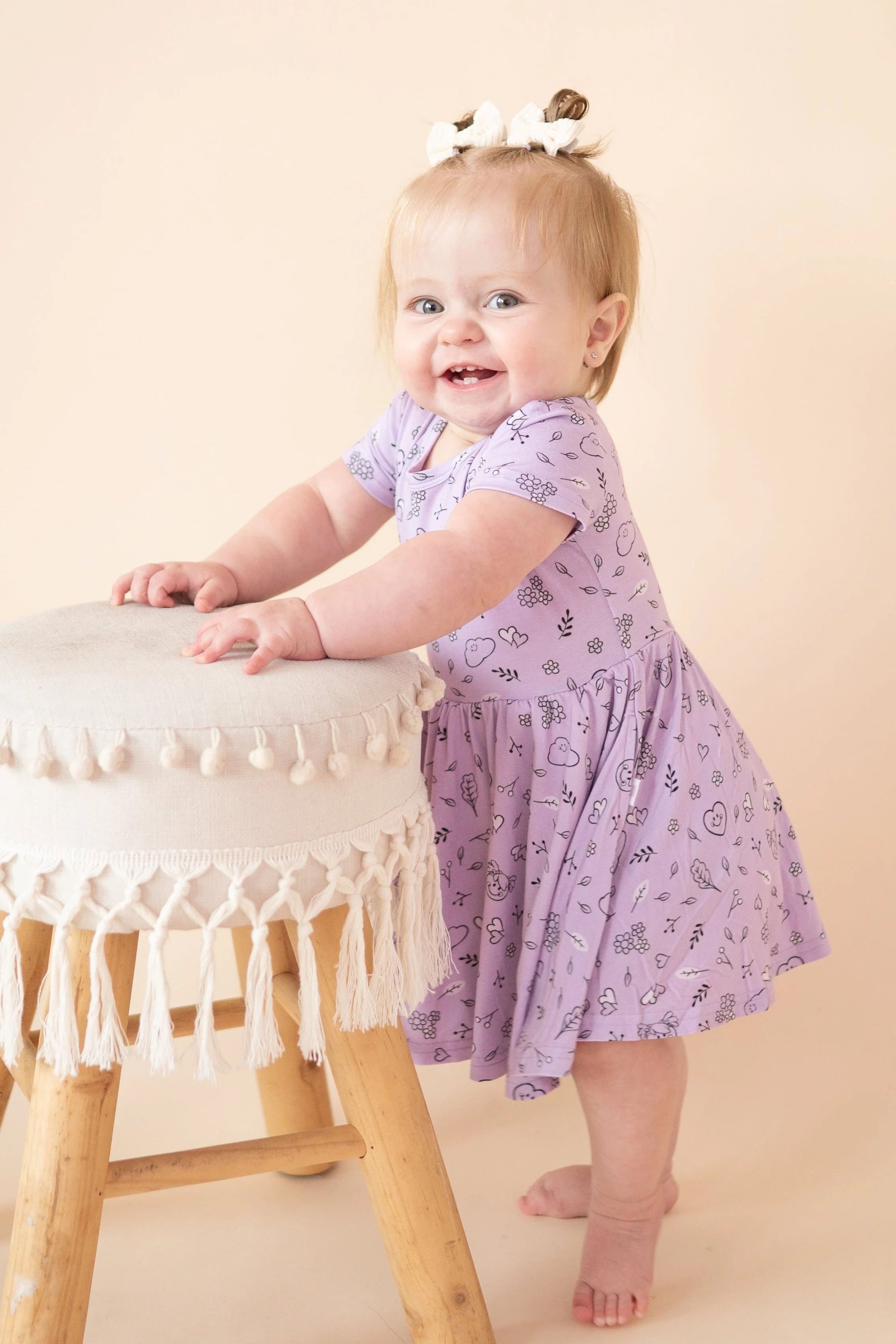 Dress - Mini Smiley® Lilac Doodle - Luxe Bamboo - Image 7