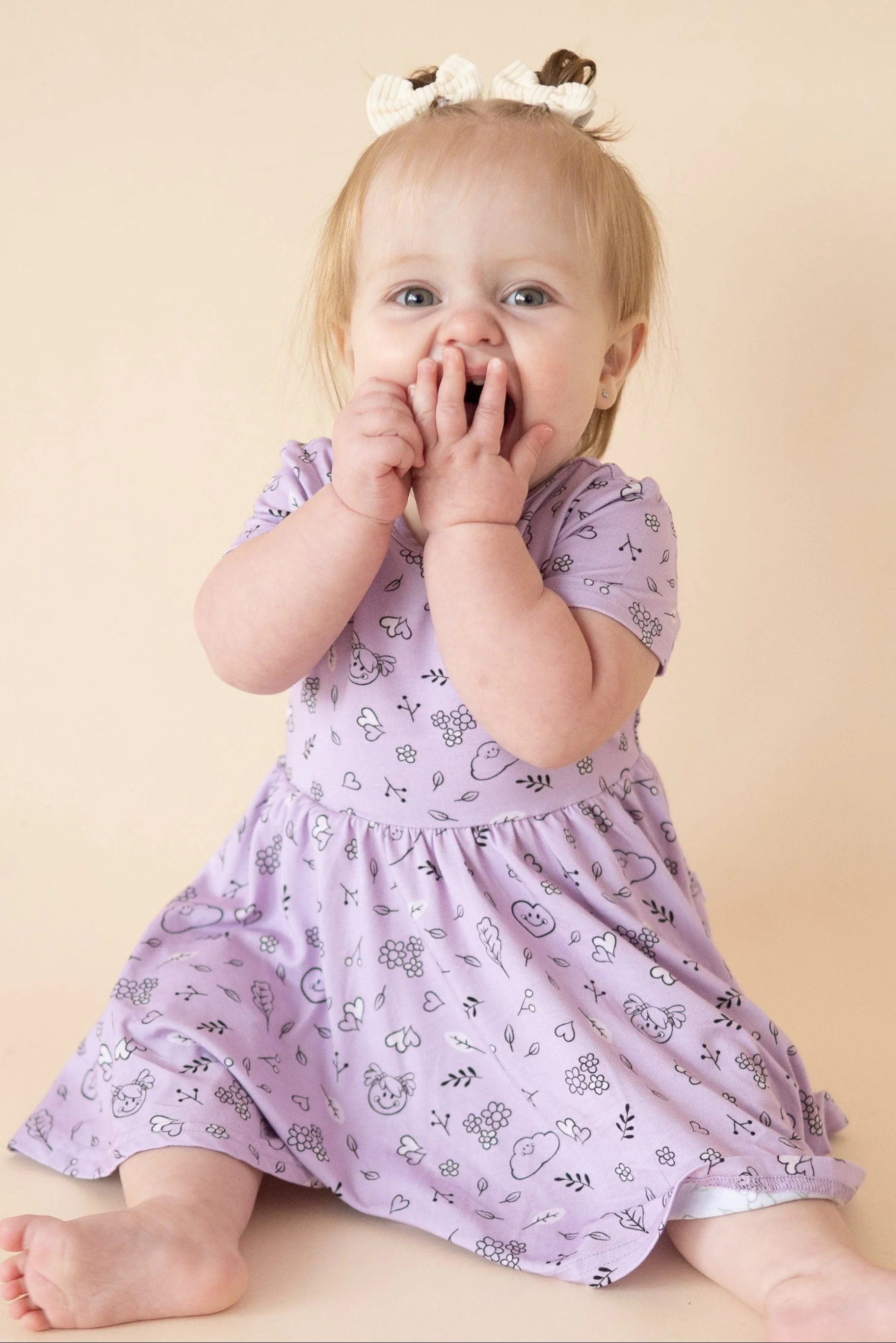 Dress - Mini Smiley® Lilac Doodle - Luxe Bamboo - Image 8