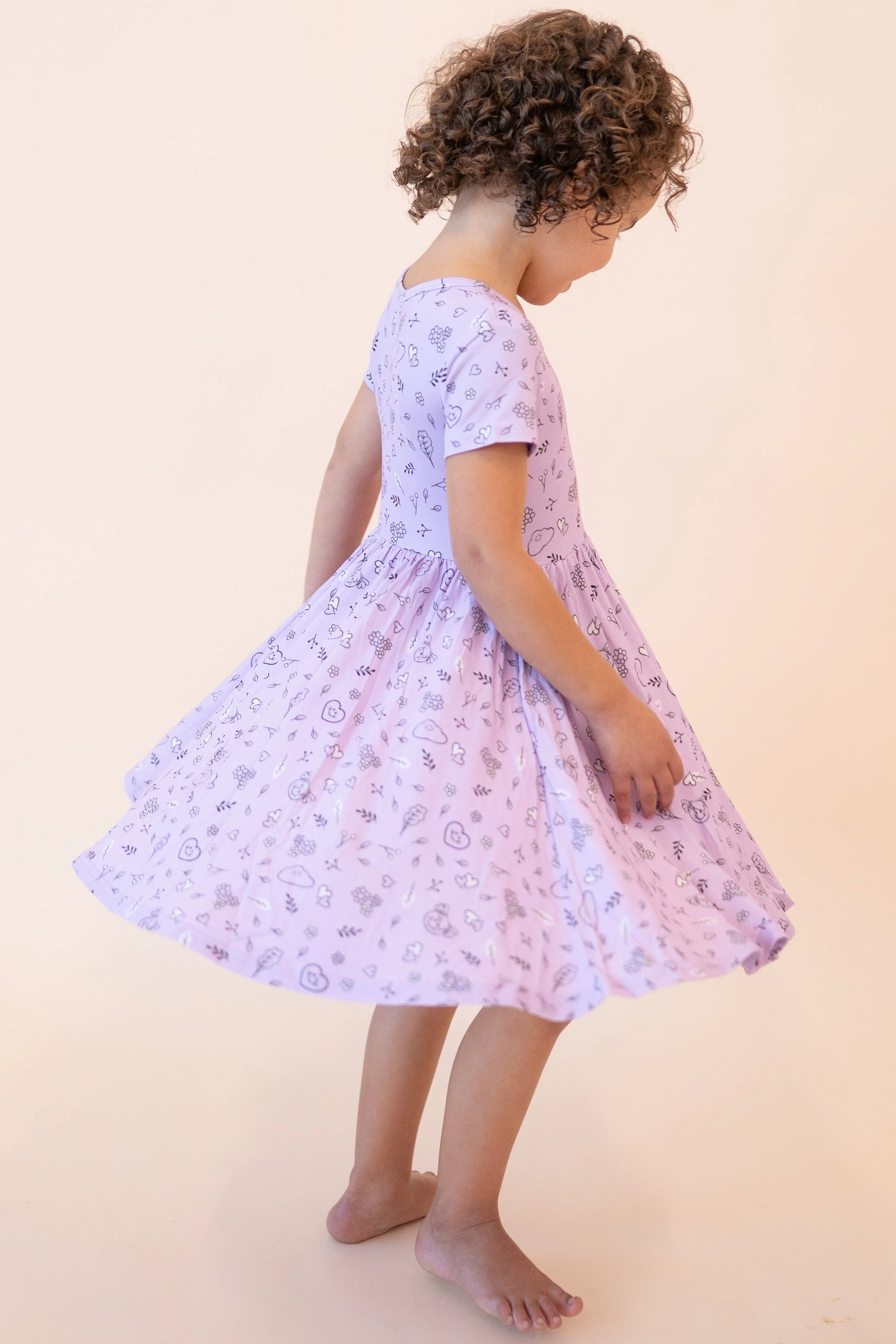 Dress - Mini Smiley® Lilac Doodle - Luxe Bamboo - Image 9