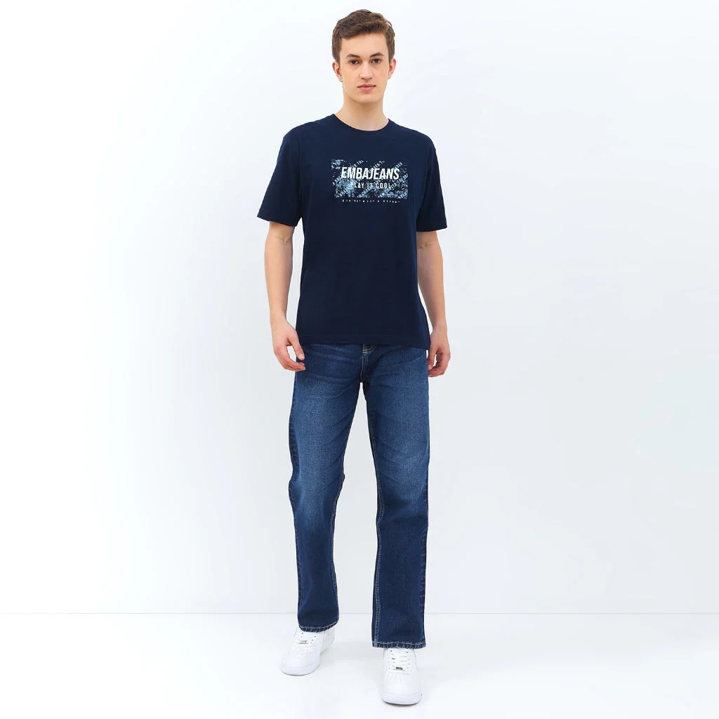Emba Jeans I Smileyworld - Celana Panjang Loose Straight Fit Material Denim Warna Dark Stone - Freddy - Image 6