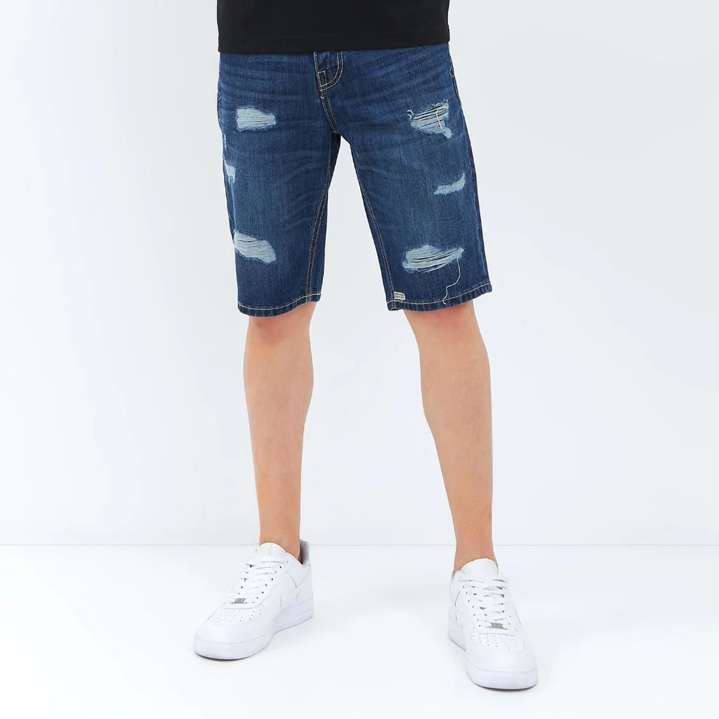 Emba Jeans I Smileyworld - Celana Pendek Denim Smiley Regularfit Non Stretch Medium Stone - Brymenn