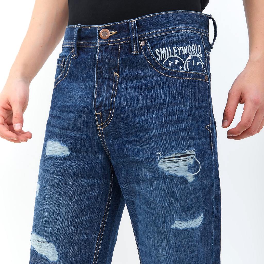 Emba Jeans I Smileyworld - Celana Pendek Denim Smiley Regularfit Non Stretch Medium Stone - Brymenn - Image 5