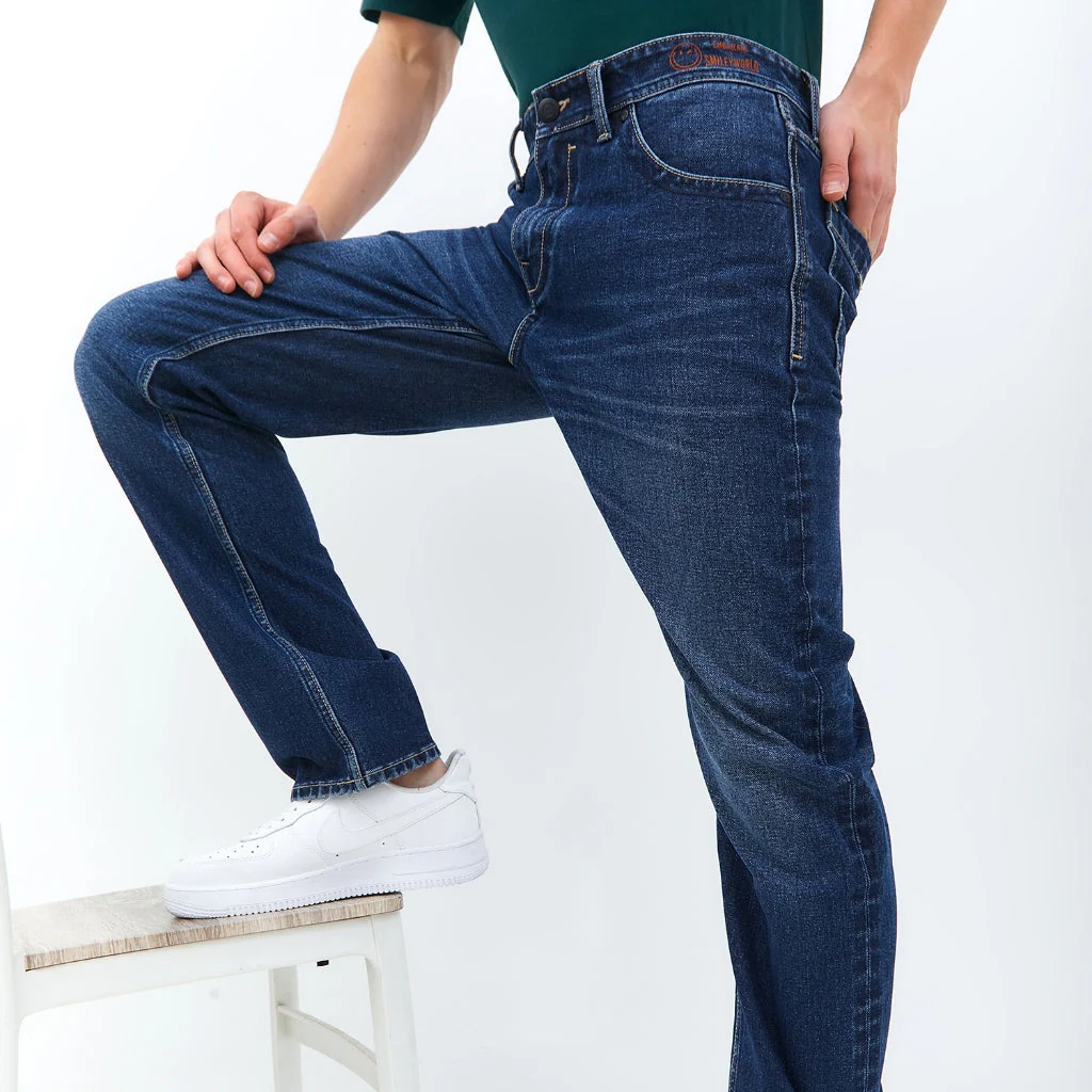 Emba Jeans I Smileyworld - Celana Smiley Regularfit Non Stretch Material Denim Dark Stone - Axton - Image 4