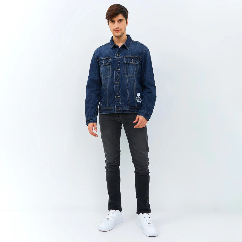 Emba Jeans I Smileyworld - Jaket Trucker Smiley Pria Regular Fit Material Denim Warna Heavy Stone - Chuck - Image 6