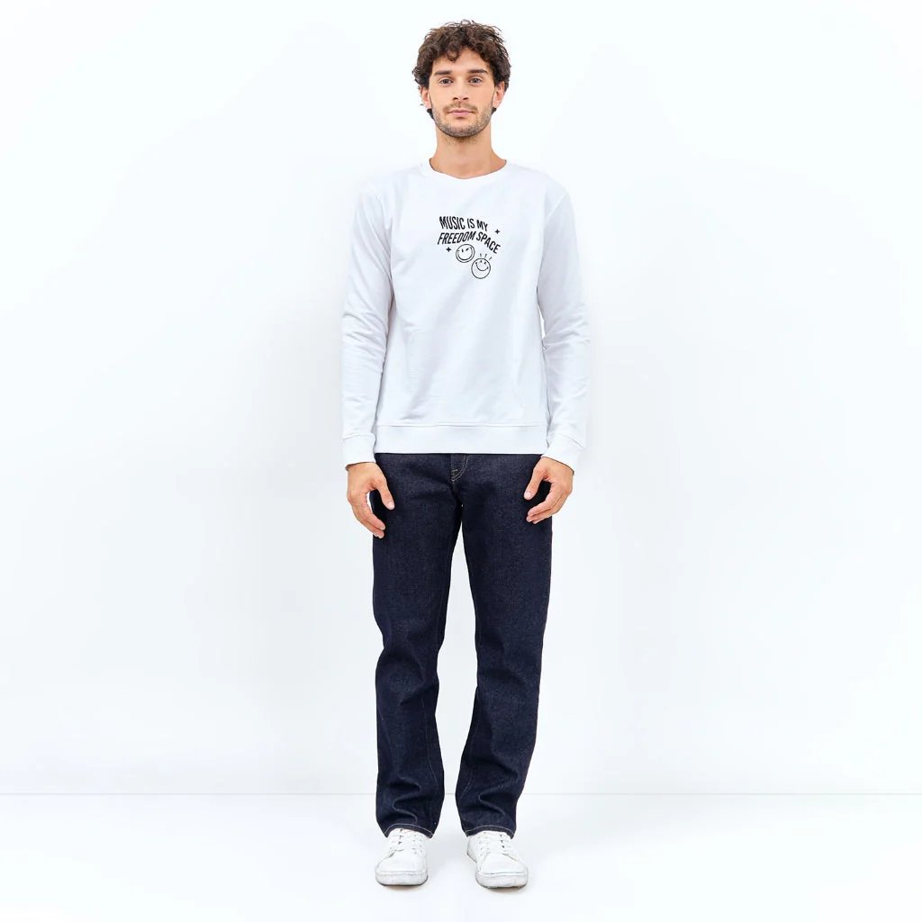 Emba Jeans I Smileyworld - Men's Smiley Sweatshirt, Baby Terry Material, White - Levon - Image 6