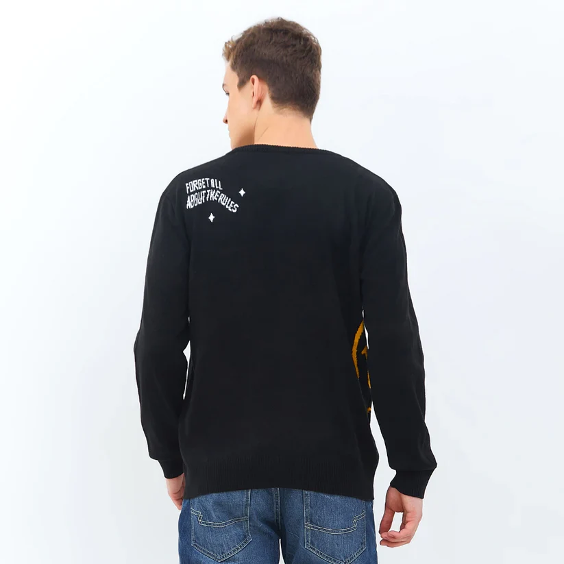Emba Jeans I Smileyworld - Men'S Smiley Sweatshirt Knit Material Black - Valley - Image 3
