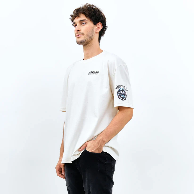 Emba Jeans I Smileyworld - T-Shirt Smiley Oversize Material Single Jersey Warna Putih - Buckley - Image 6