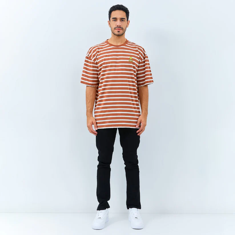 Emba Jeans I Smileyworld - T-Shirt Smiley Oversize Motif Garis Material Single Jersey - Vincent - Image 4