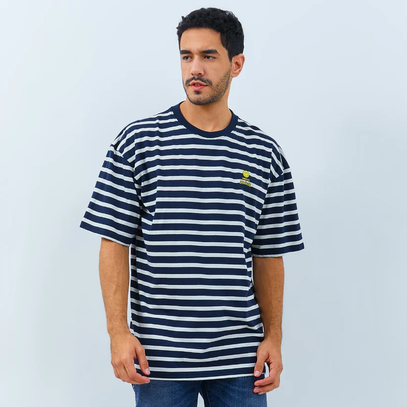 Emba Jeans I Smileyworld - T-Shirt Smiley Oversize Motif Garis Material Single Jersey - Vincent - Image 5
