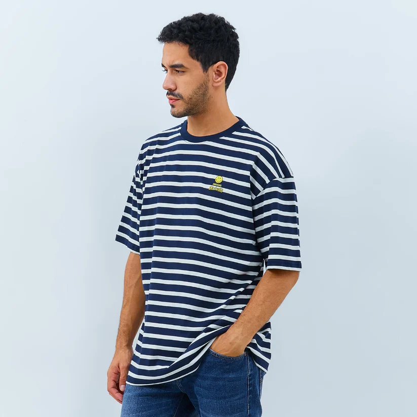 Emba Jeans I Smileyworld - T-Shirt Smiley Oversize Motif Garis Material Single Jersey - Vincent - Image 6
