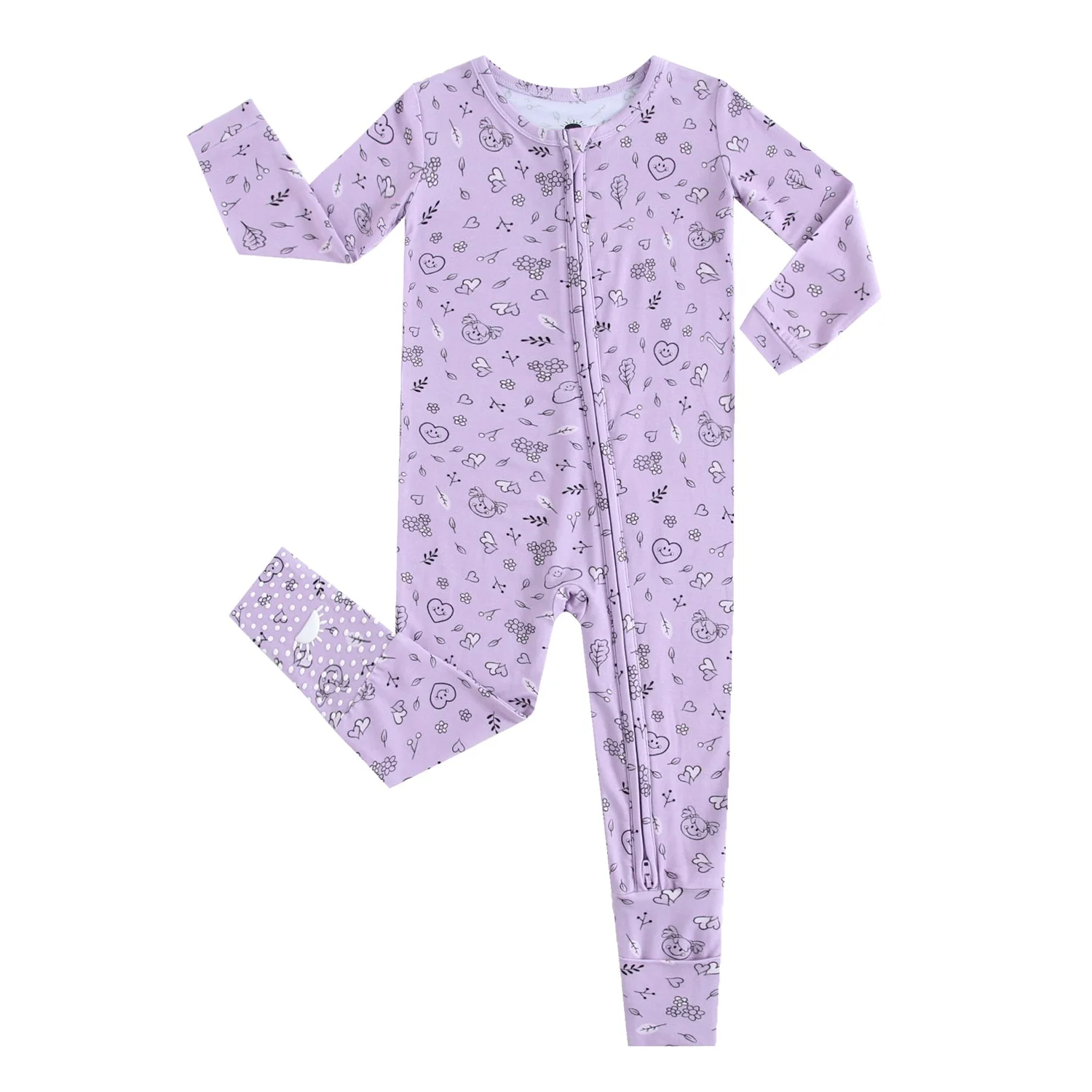Flexi-Fit Zip PJ - Mini Smiley® Lilac Doodle - Luxe Bamboo - Image 10