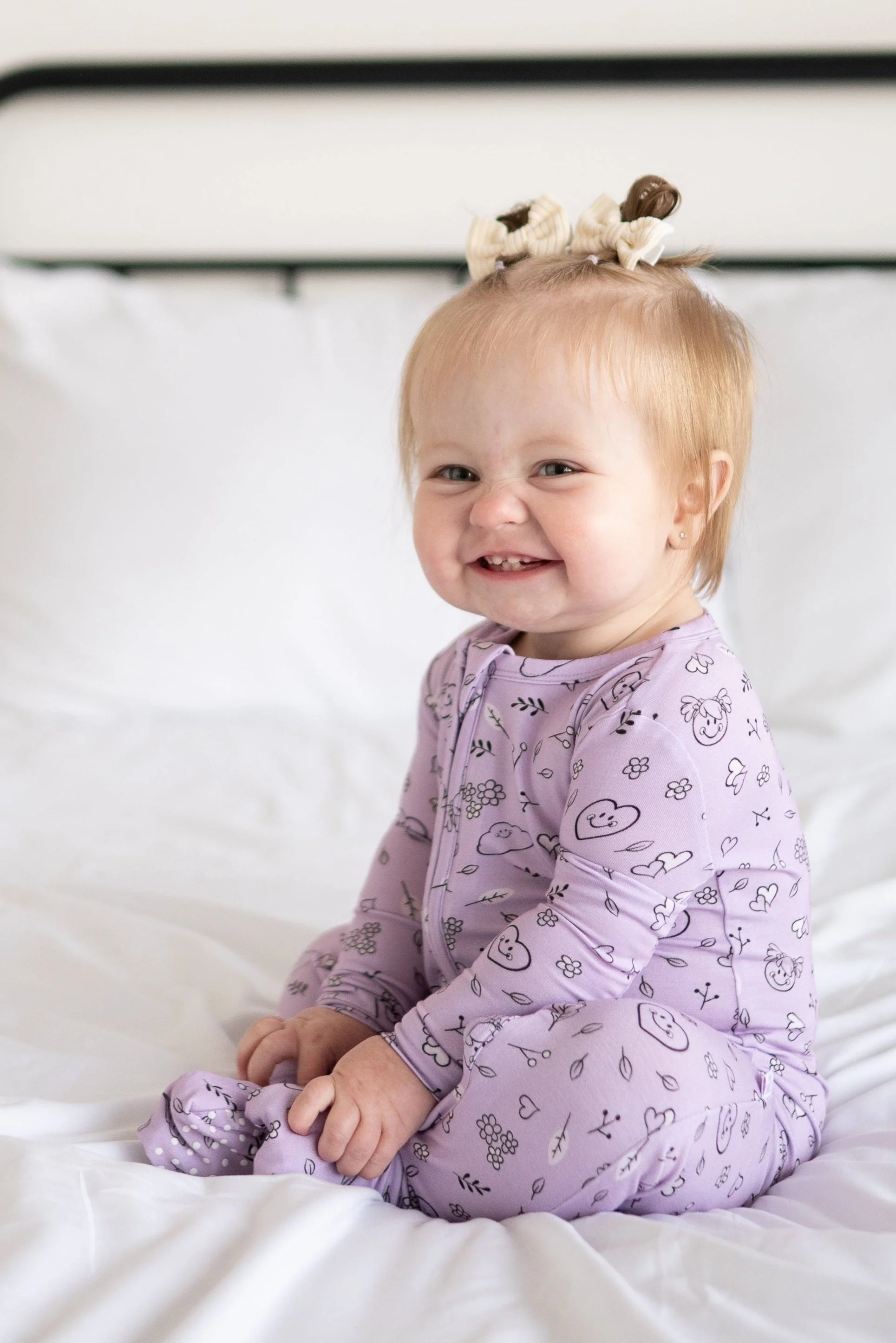 Flexi-Fit Zip PJ - Mini Smiley® Lilac Doodle - Luxe Bamboo - Image 4