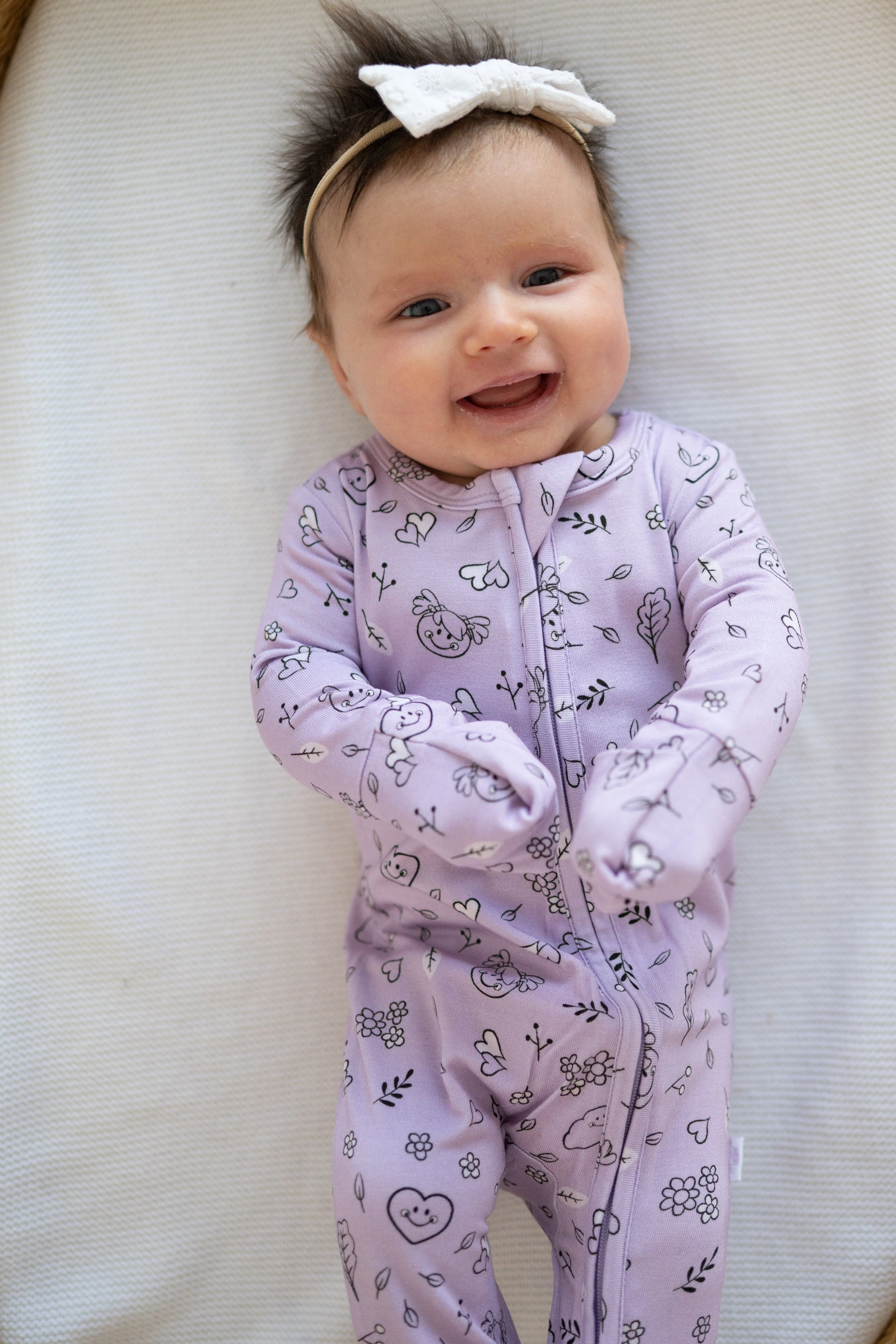 Flexi-Fit Zip PJ - Mini Smiley® Lilac Doodle - Luxe Bamboo - Image 7