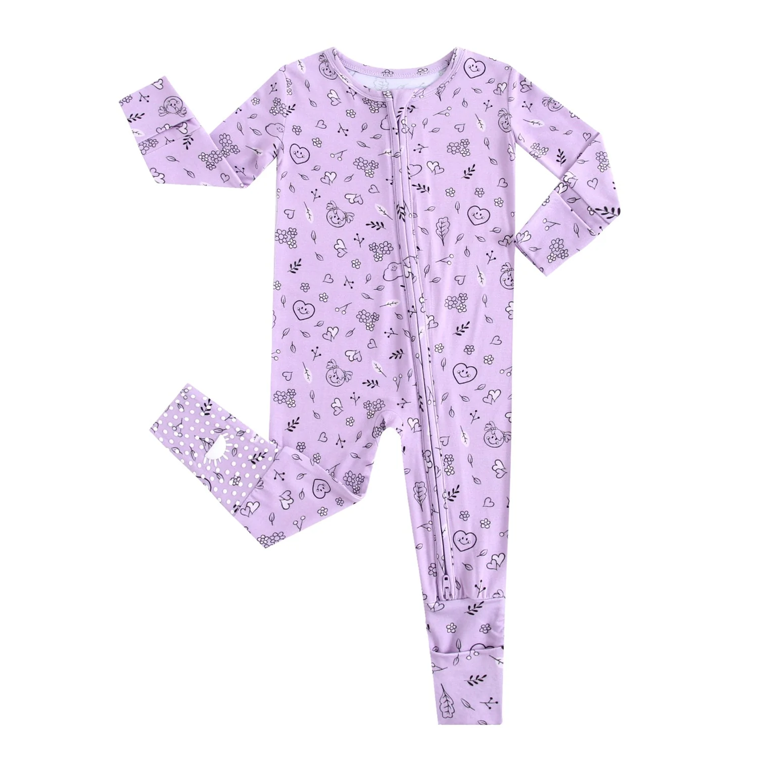 Flexi-Fit Zip PJ - Mini Smiley® Lilac Doodle - Luxe Bamboo - Image 8