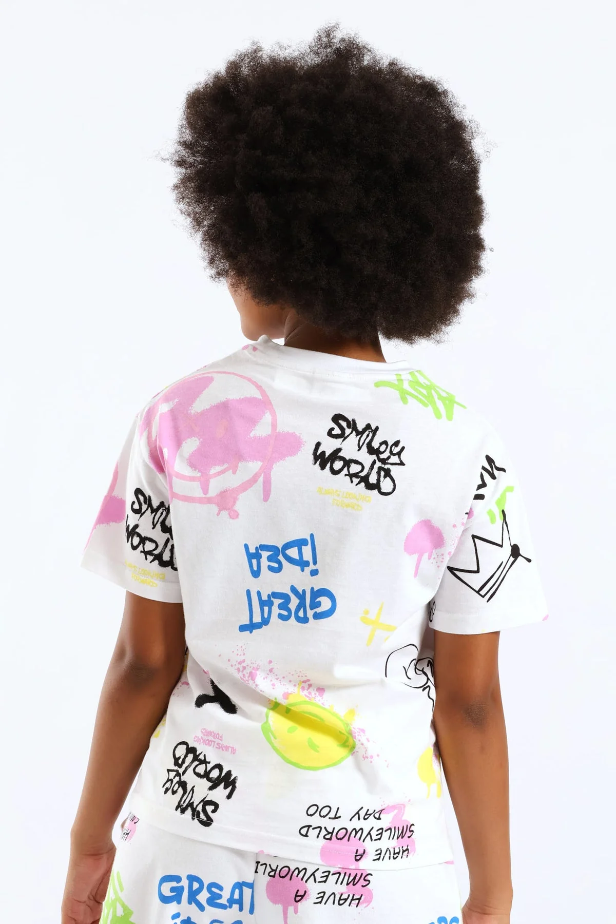 Girls Grafitti Oversized Tee - White - Image 3