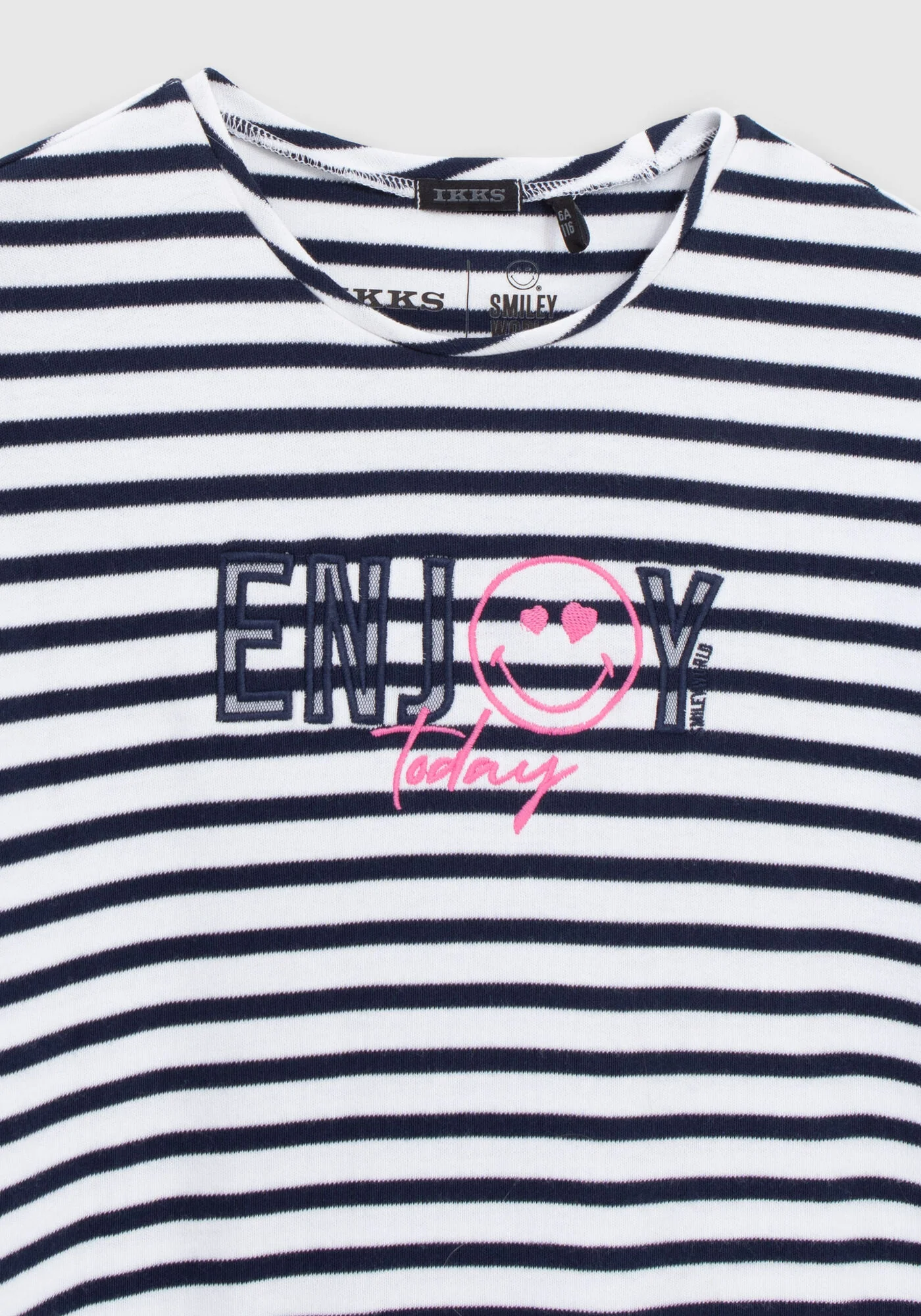 Girls’ Sailor-Stripe Cotton Dress, SmileyWorld Tulle Sleeves - Image 3