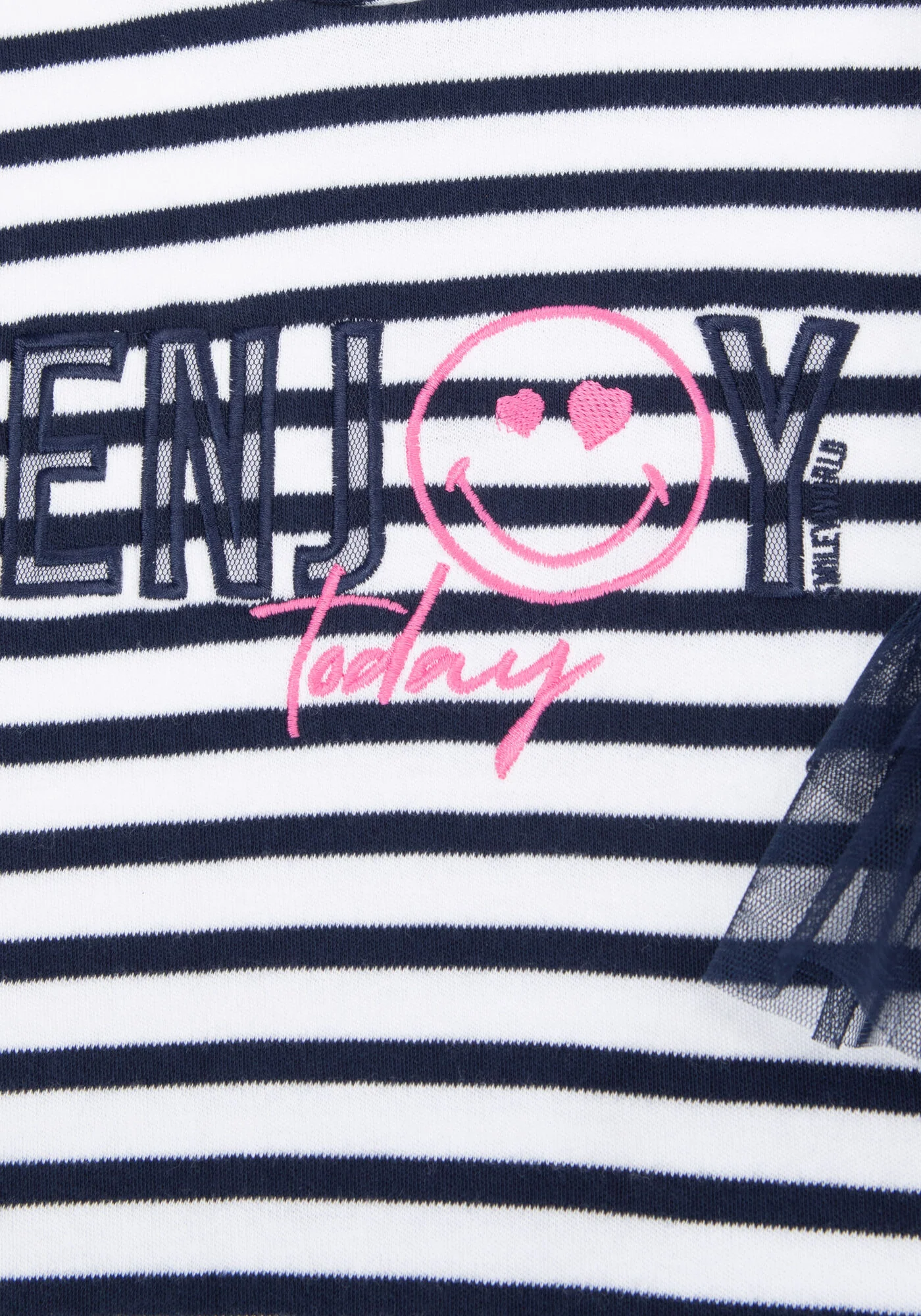 Girls’ Sailor-Stripe Cotton Dress, SmileyWorld Tulle Sleeves - Image 5