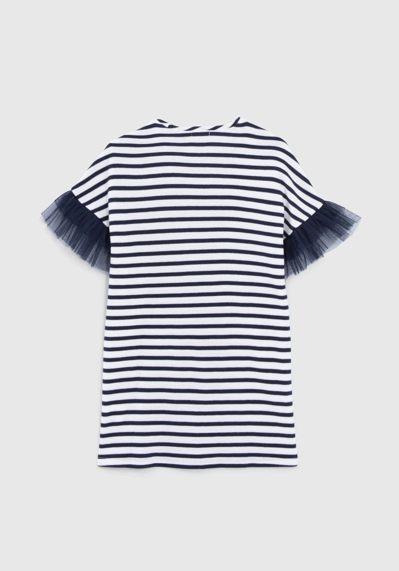 Girls’ Sailor-Stripe Cotton Dress, SmileyWorld Tulle Sleeves - Image 7