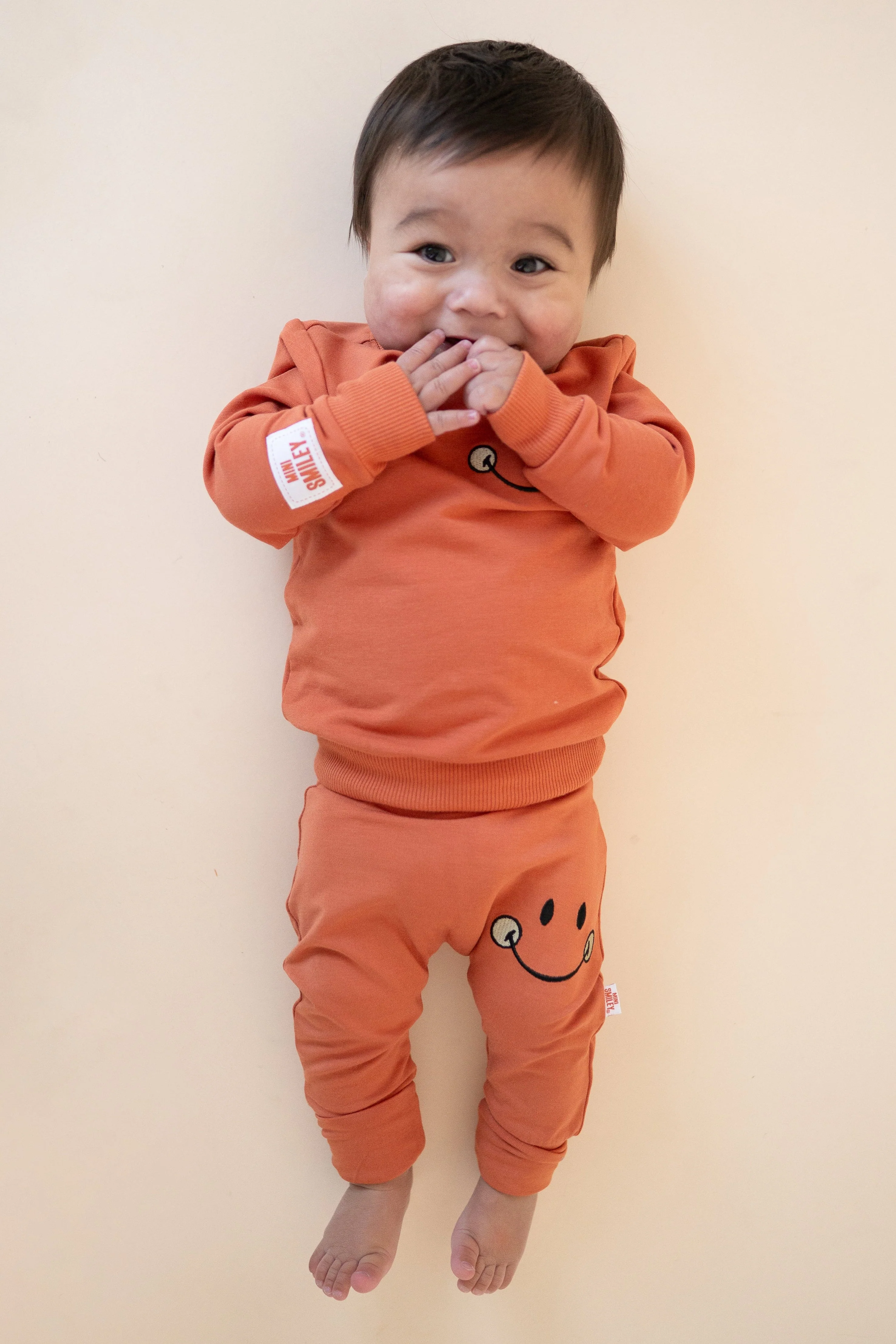 Grow With Me Pant - Mini Smiley® Happy Rust - Luxe Bamboo - Image 3
