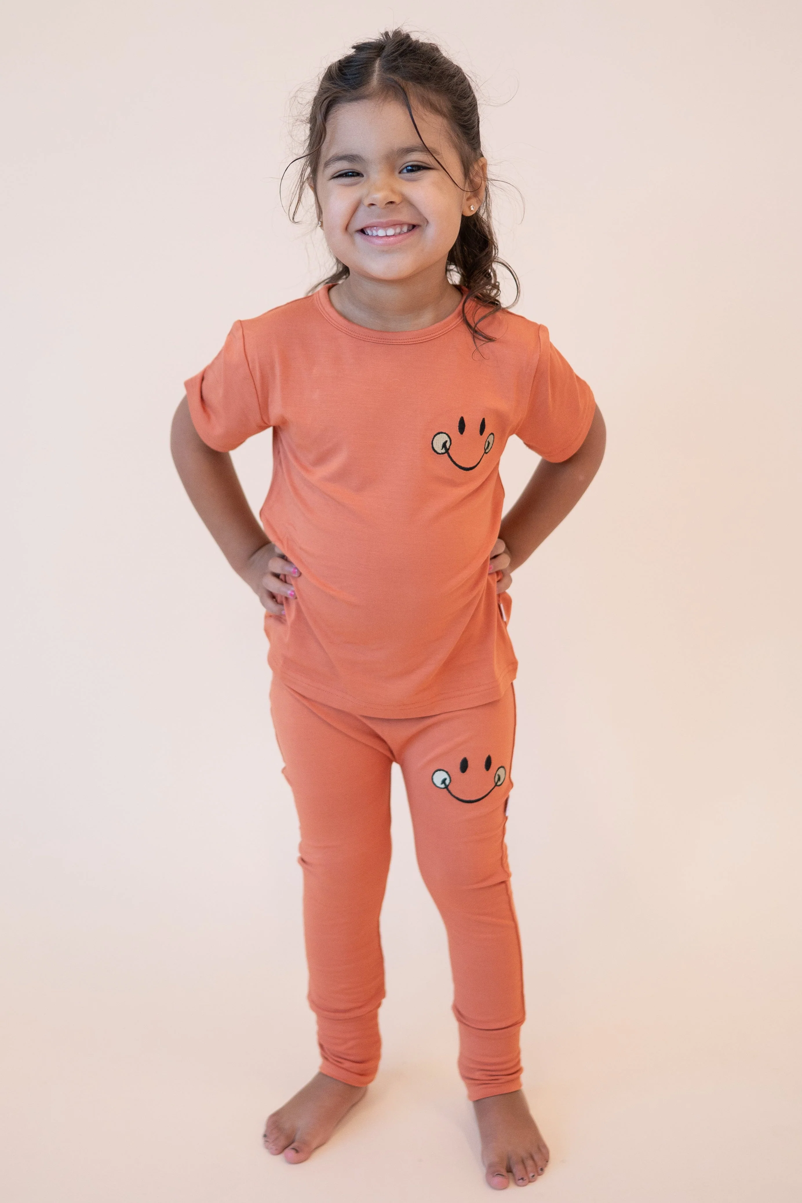 Grow With Me Pant - Mini Smiley® Happy Rust - Luxe Bamboo - Image 4