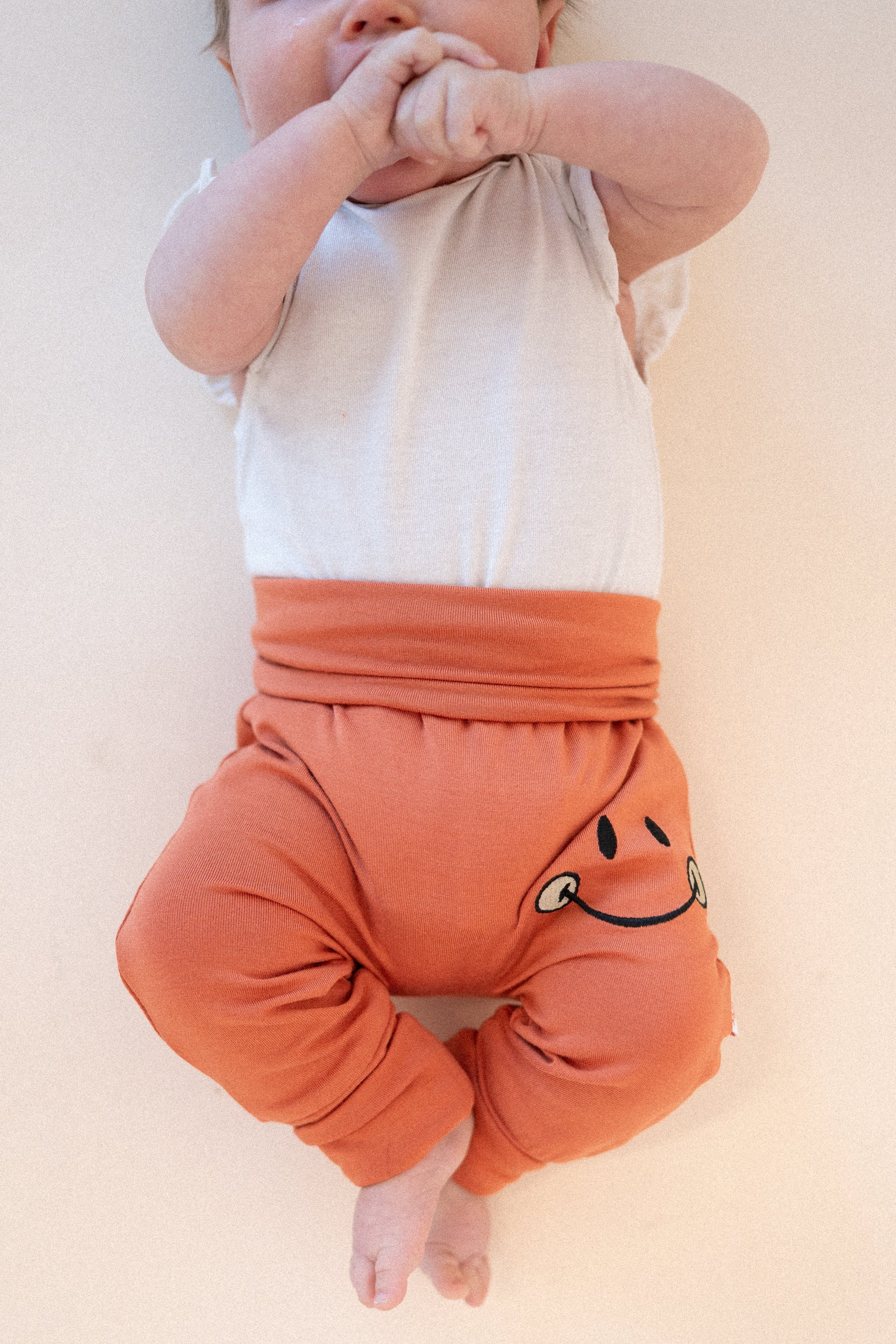 Grow With Me Pant - Mini Smiley® Happy Rust - Luxe Bamboo - Image 5