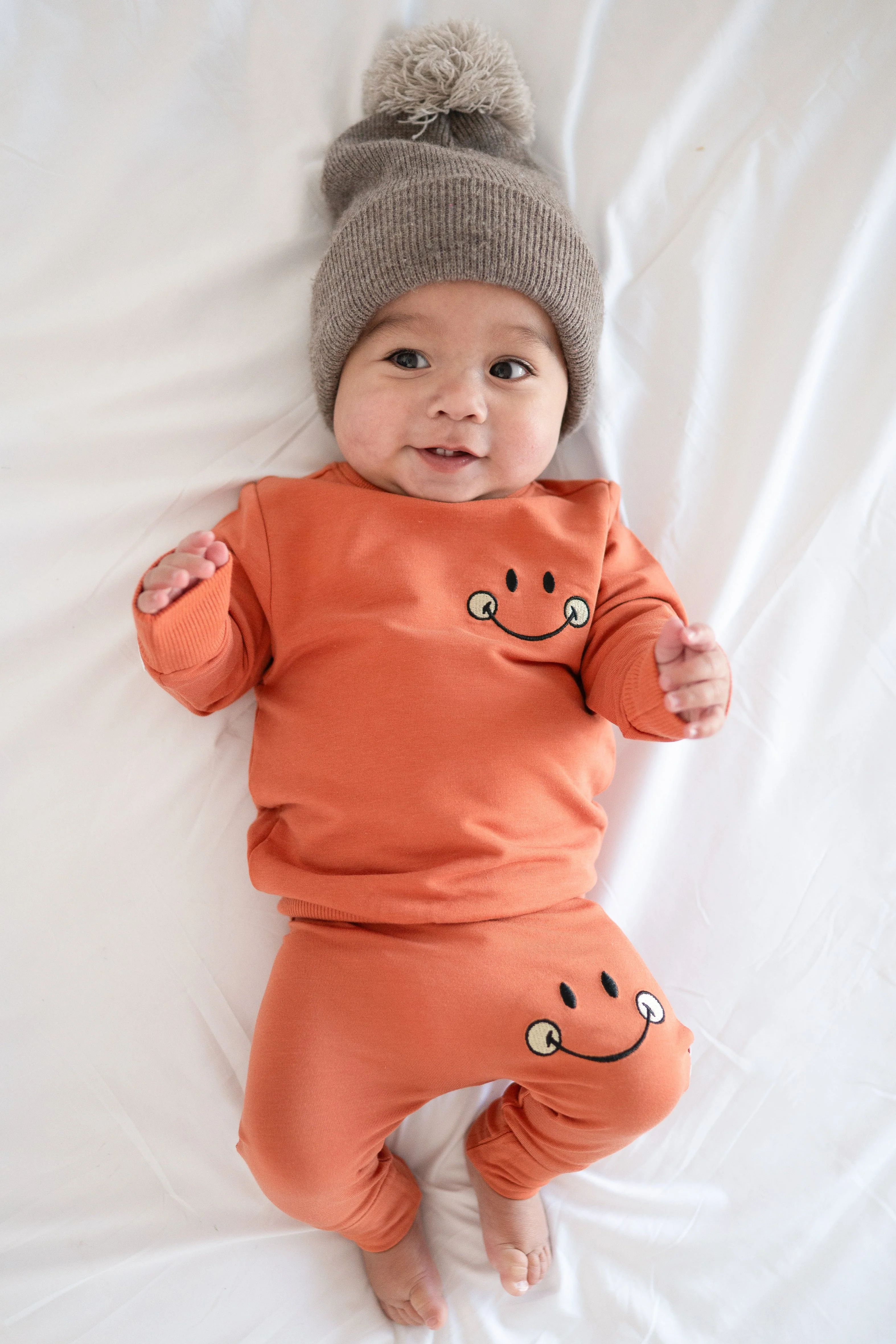 Grow With Me Pant - Mini Smiley® Happy Rust - Luxe Bamboo - Image 6