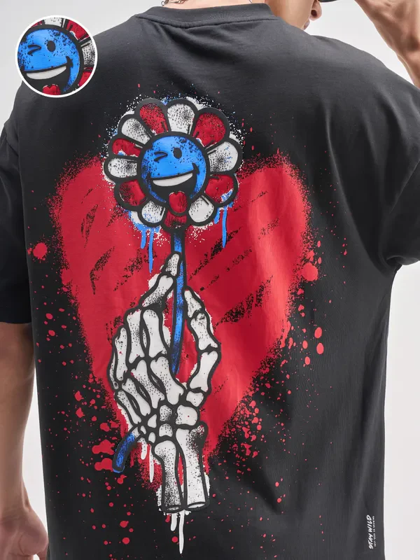 Highlander Men Black SmileyWorld® Printed Round Neck T-Shirt - Image 5
