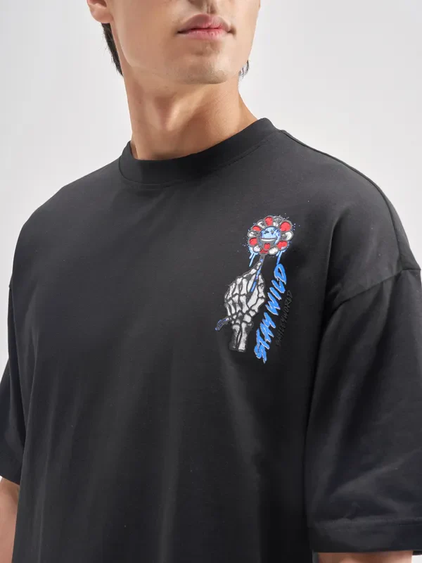 Highlander Men Black SmileyWorld® Printed Round Neck T-Shirt - Image 7
