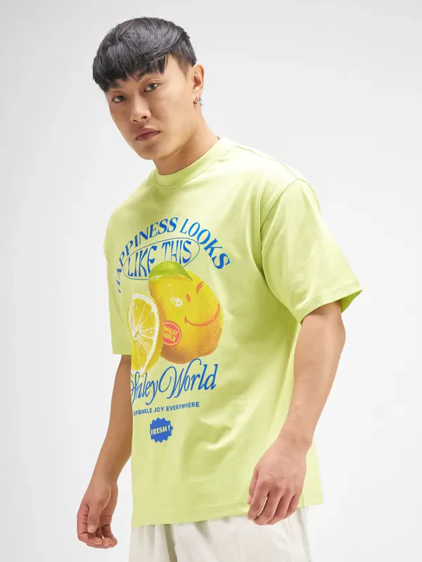 Highlander Men Green SmileyWorld® Printed Round Neck T-Shirt - Image 4