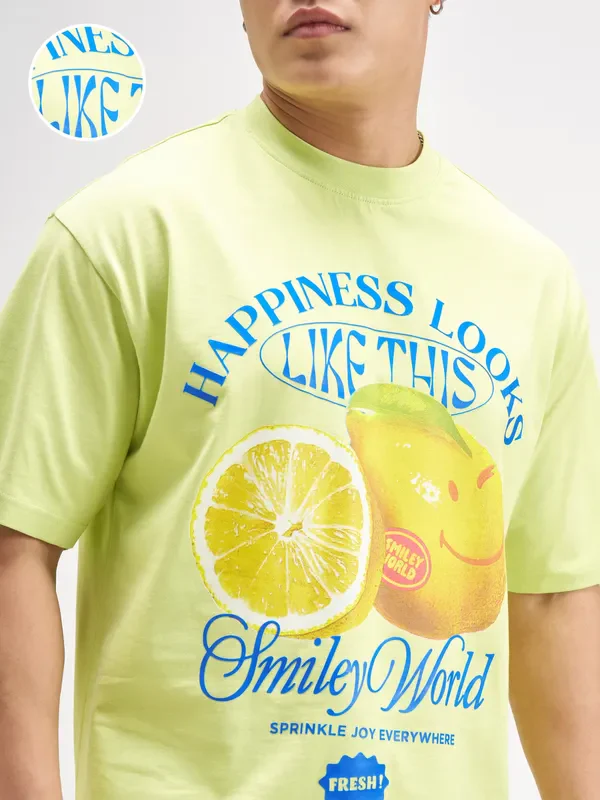 Highlander Men Green SmileyWorld® Printed Round Neck T-Shirt - Image 5