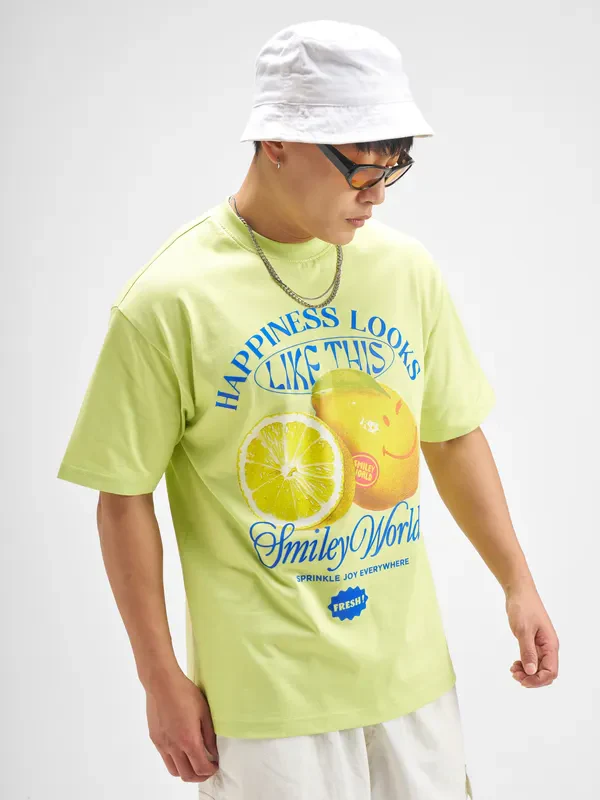 Highlander Men Green SmileyWorld® Printed Round Neck T-Shirt - Image 6
