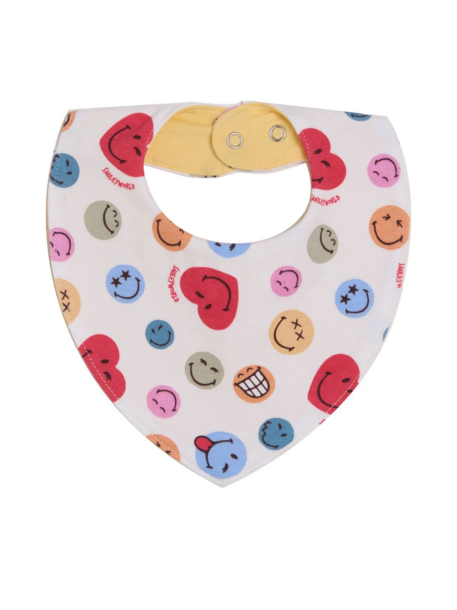 Infant Bib Collection SmileyWorld Printed Off White
