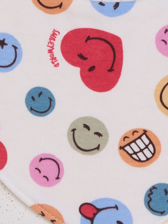 Infant Bib Collection SmileyWorld Printed Off White - Image 3